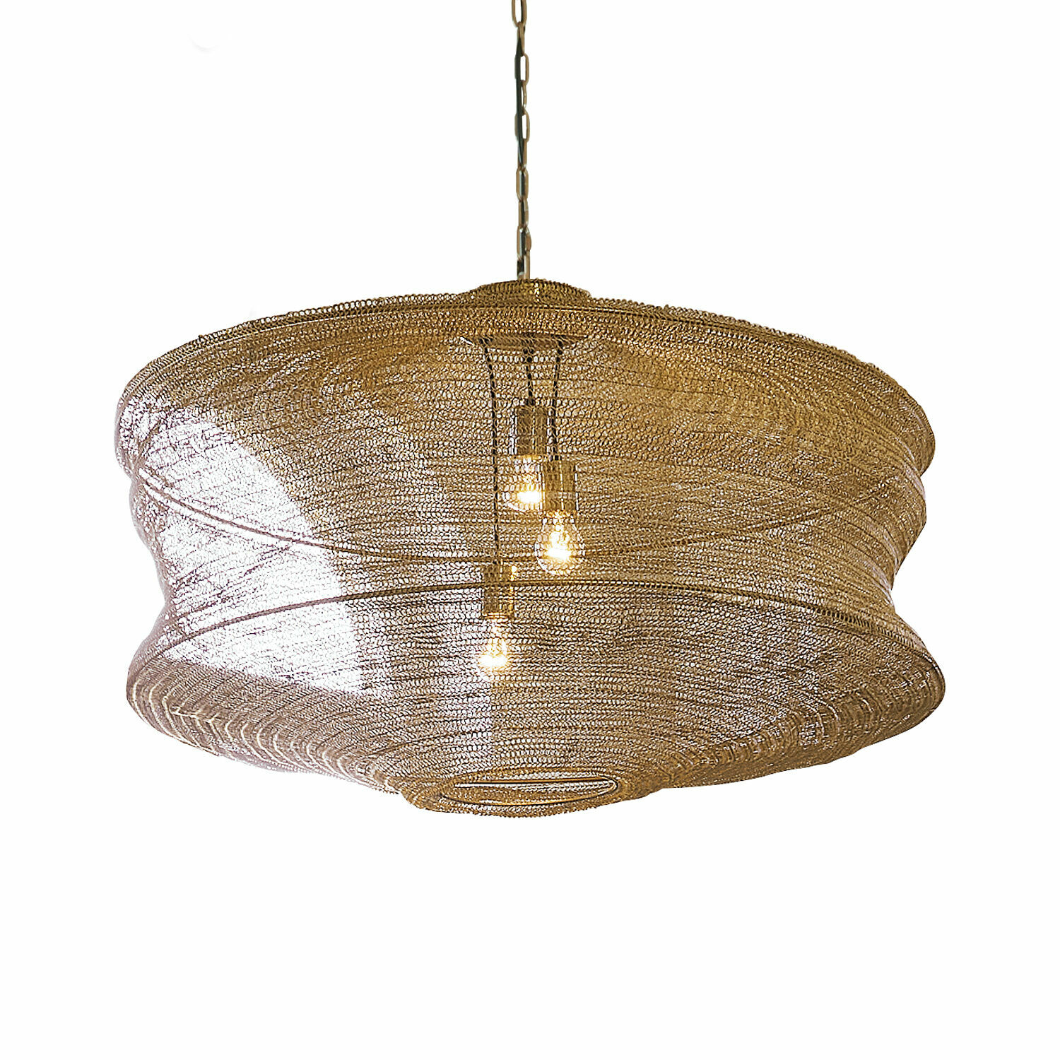 dorato Lampada a sospensione Valerique dorata in rete metallica, illuminazione moderna per soggiorno e sala da pranzo