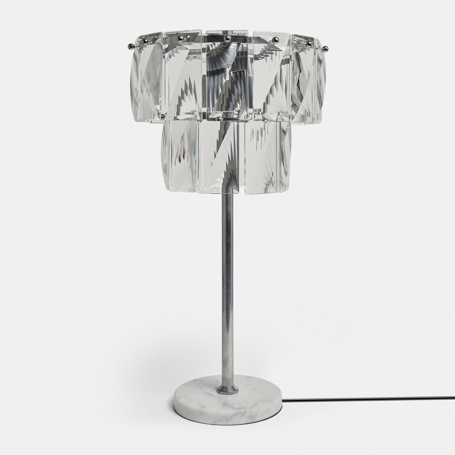 Lampada da tavolo Crystalford Lampada da tavolo in vetro trasparente con base in marmo, design moderno per soggiorno elegante