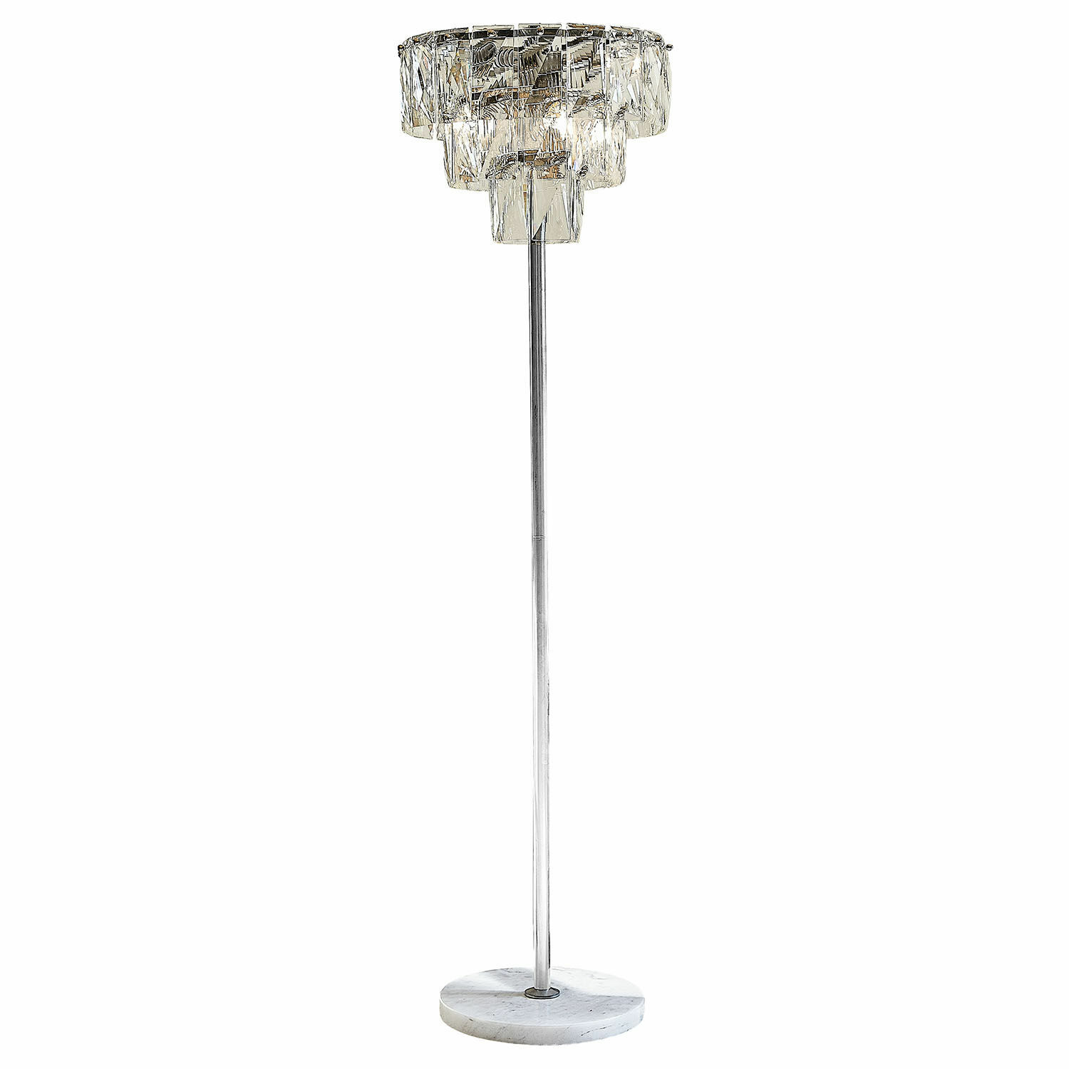 Lampada da terra Crystalford Lampada da terra con paralume in cristallo e base in marmo, struttura metallica, design moderno