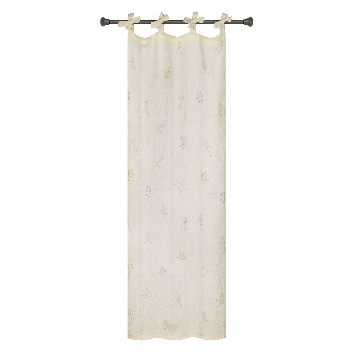 Tenda Hazelwick Tenda beige in cotone con delicato motivo floreale e fiocchi per appendere