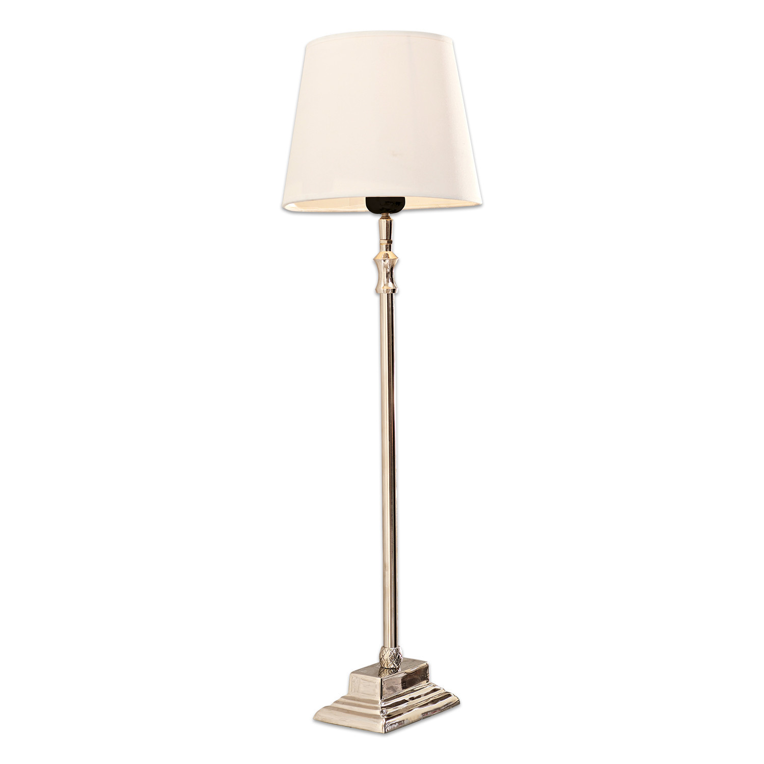 Lampada da tavolo Mayfair Lampada da terra elegante con base in metallo e paralume crema per soggiorno