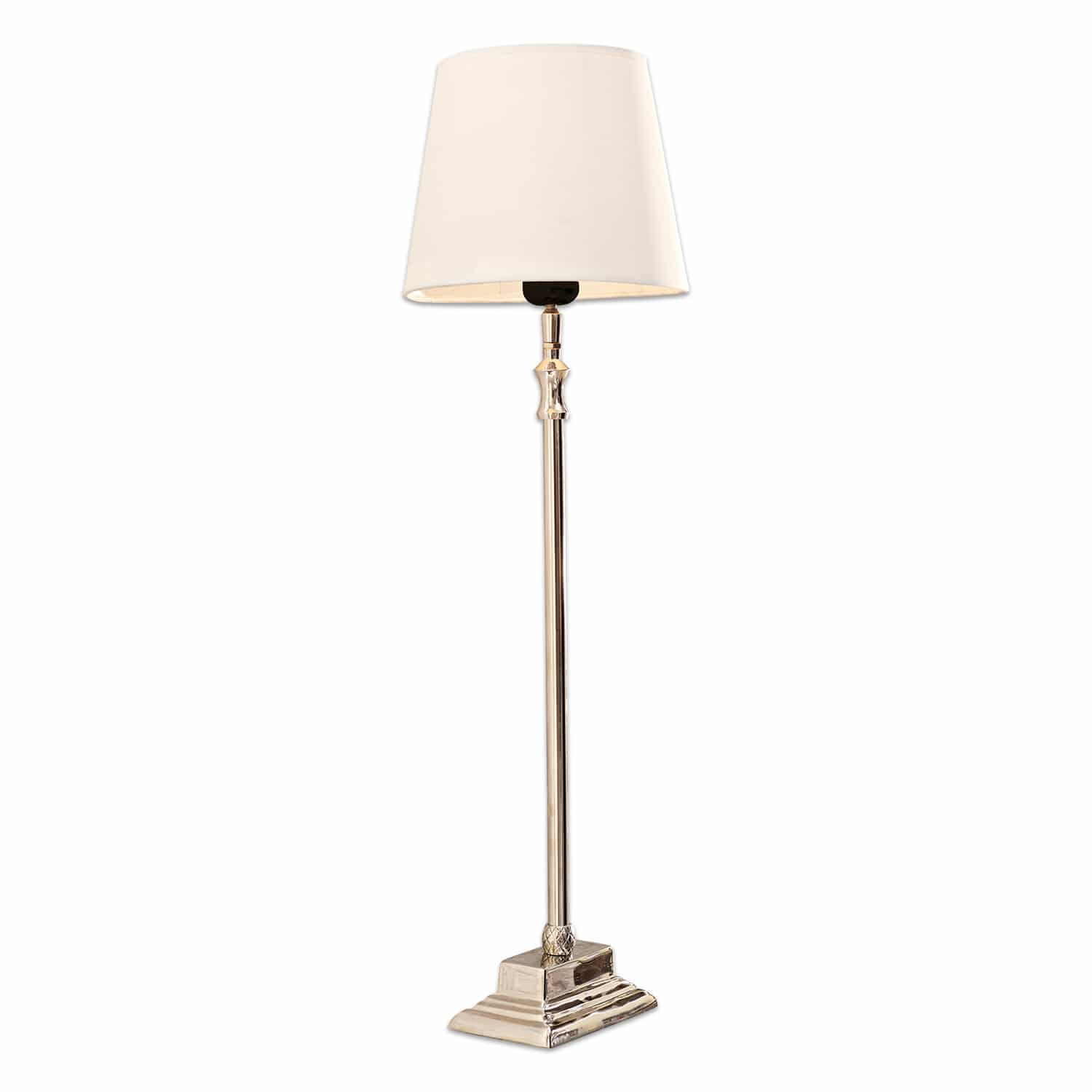 Lampada da tavolo Mayfair Lampada da terra elegante con base in metallo e paralume crema per soggiorno