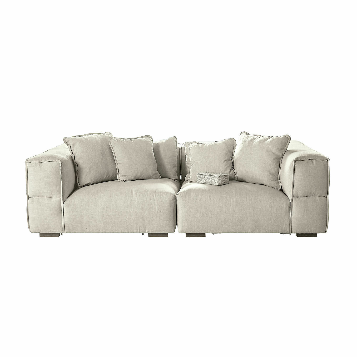 Divano Gémonville Divano modulare beige in tessuto con cuscini morbidi, mobile moderno per soggiorno