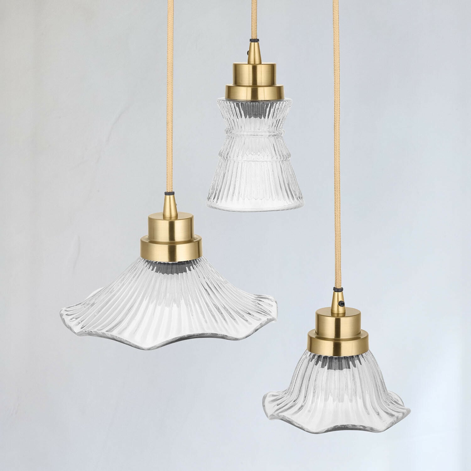 Set di 3 lampade a sospensione Lunaras
