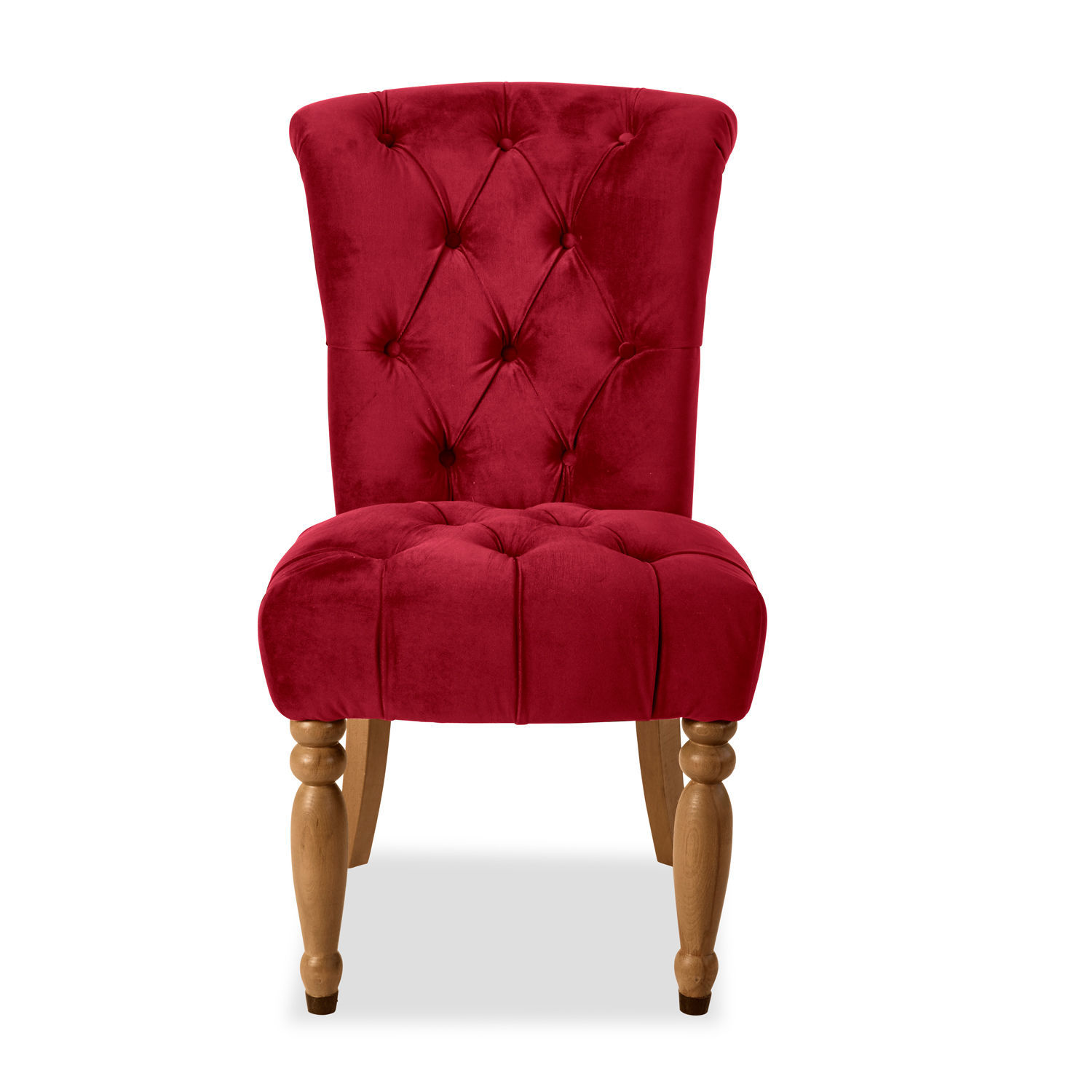 rosso Sedia Claville rossa in velluto con gambe in legno, poltrona elegante per soggiorno