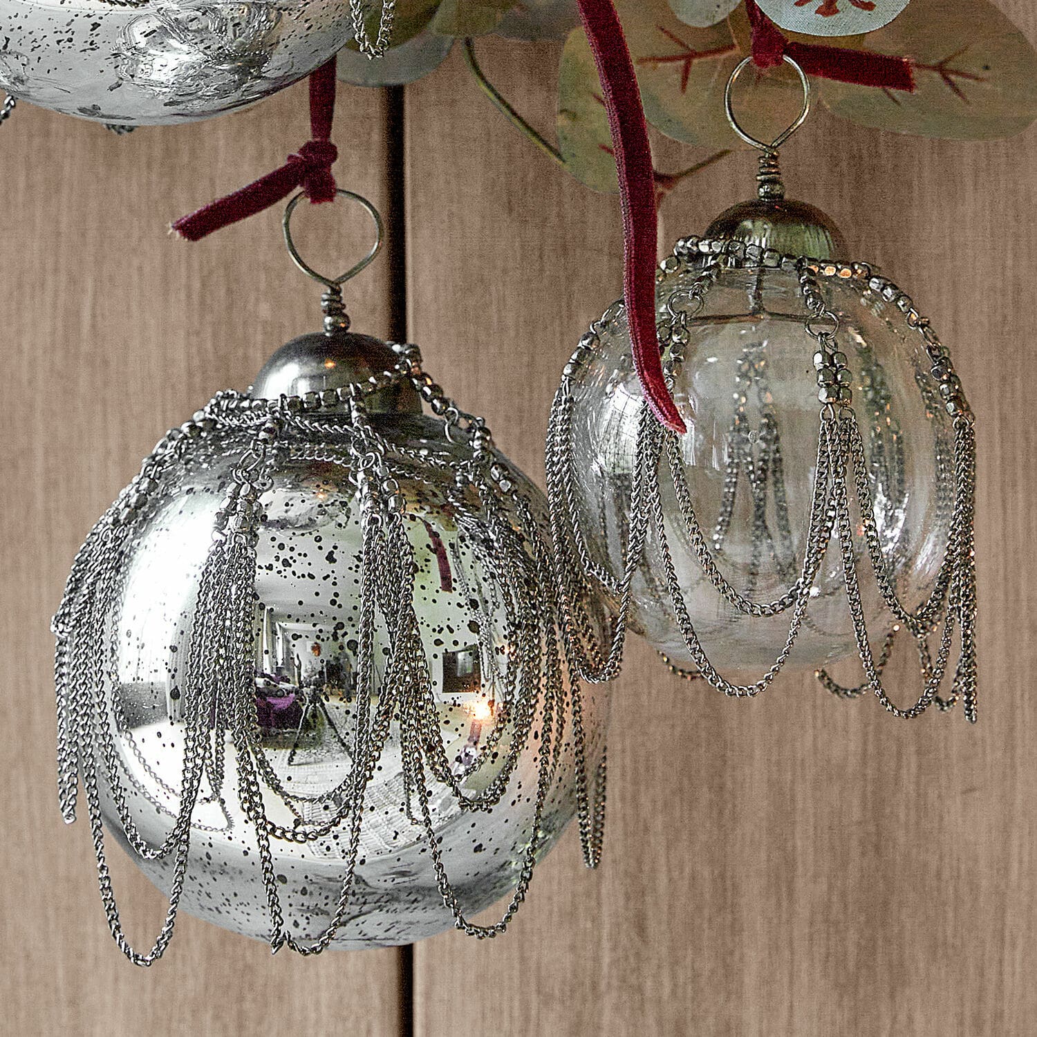 Set di 4 palline di Natale Parelle
