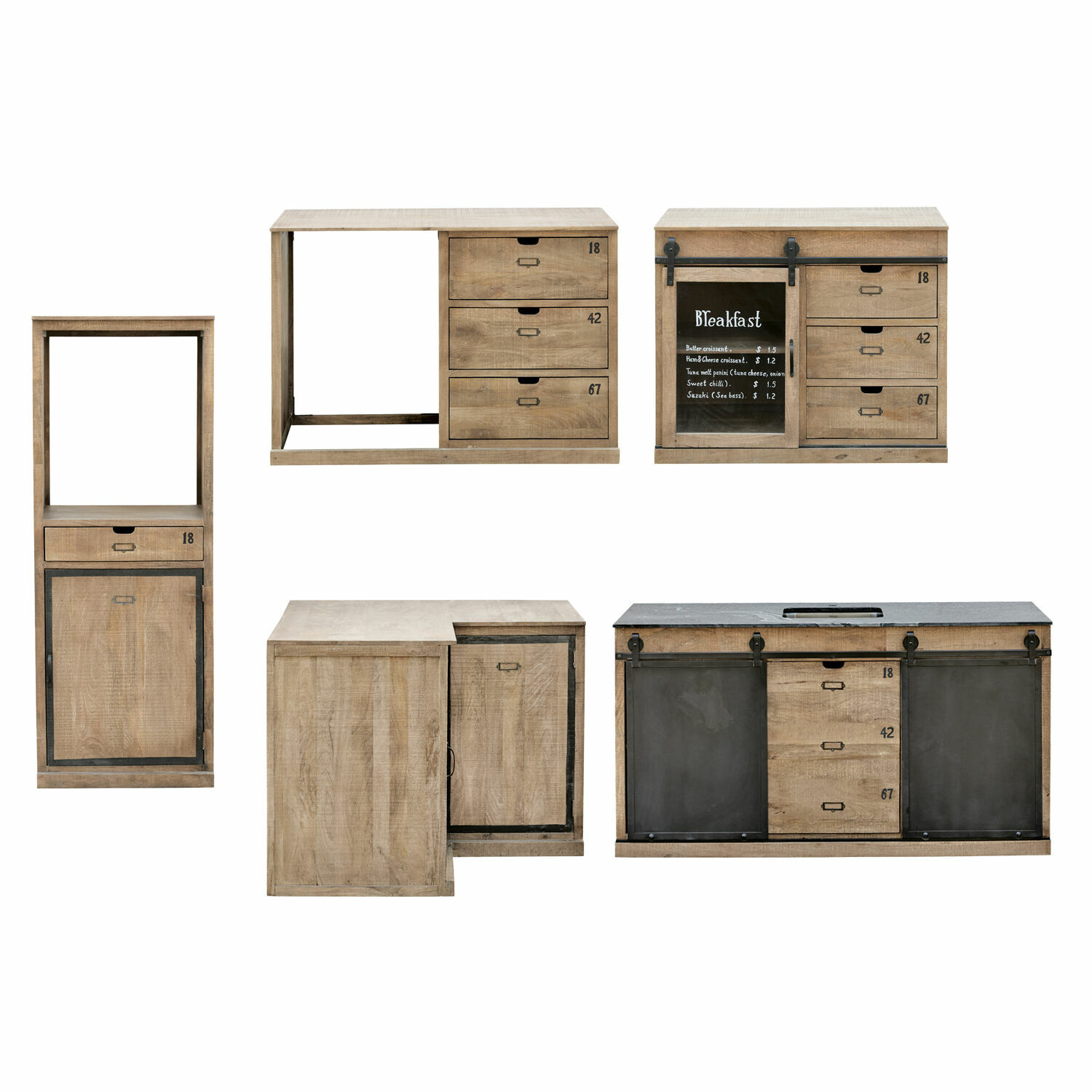 Set di 5 mobili da cucina Oakland