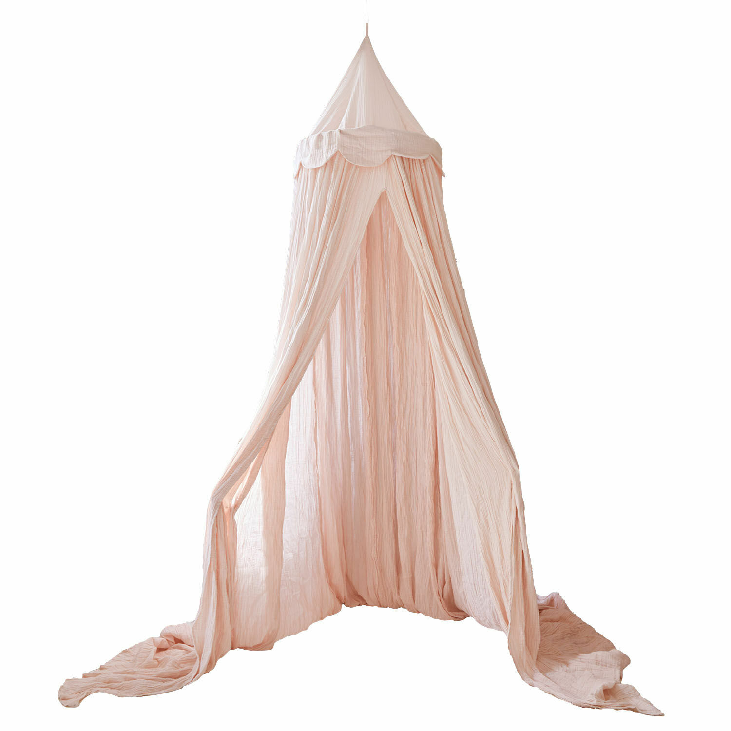 Baldacchino per letto Larika Baldacchino rosa in tessuto leggero sospeso, decorazione delicata per cameretta, materiale traspirante