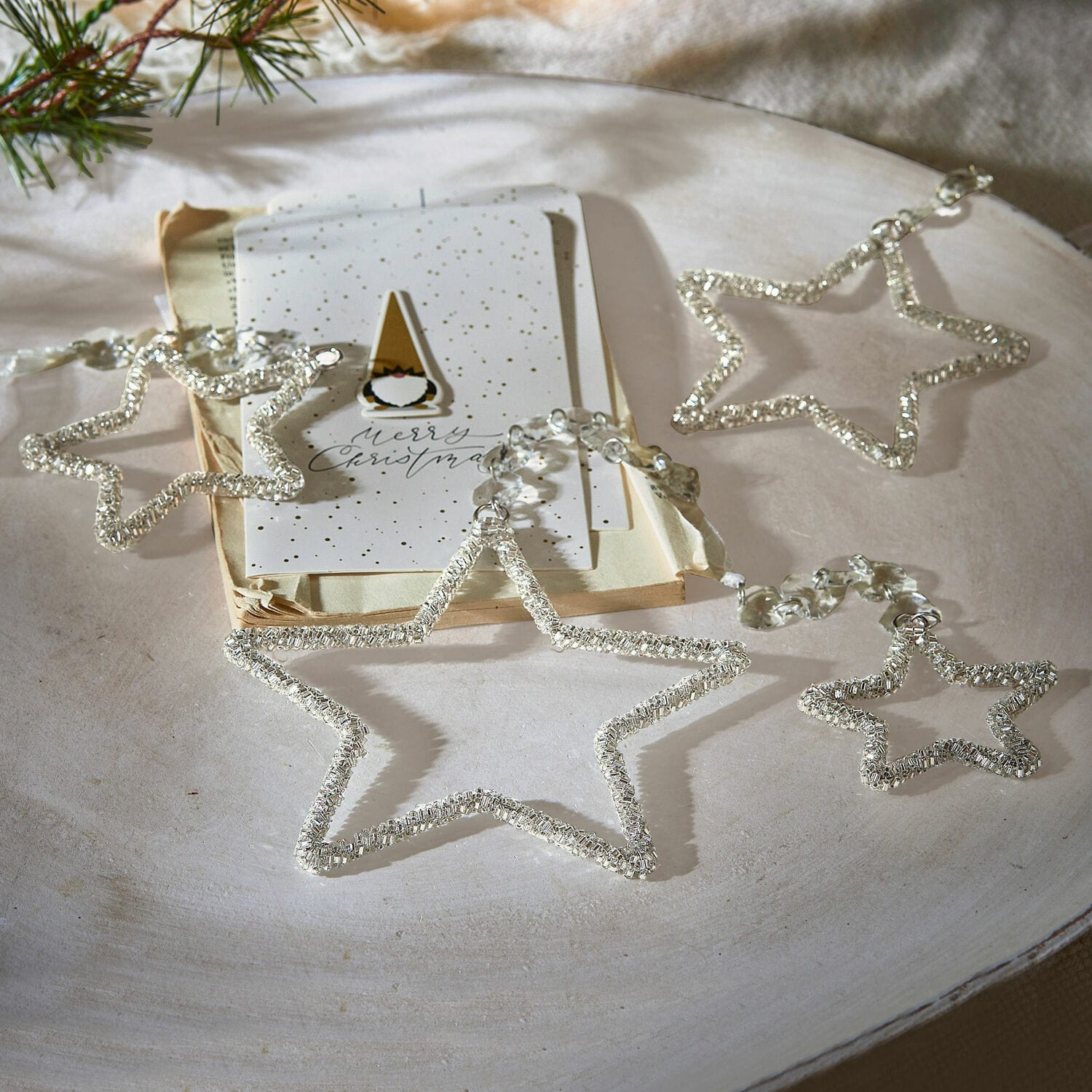 Set di 4 decorazioni da appendere Manilo Ghirlanda decorativa di stelle in vetro trasparente per tavola natalizia, ornamento festivo