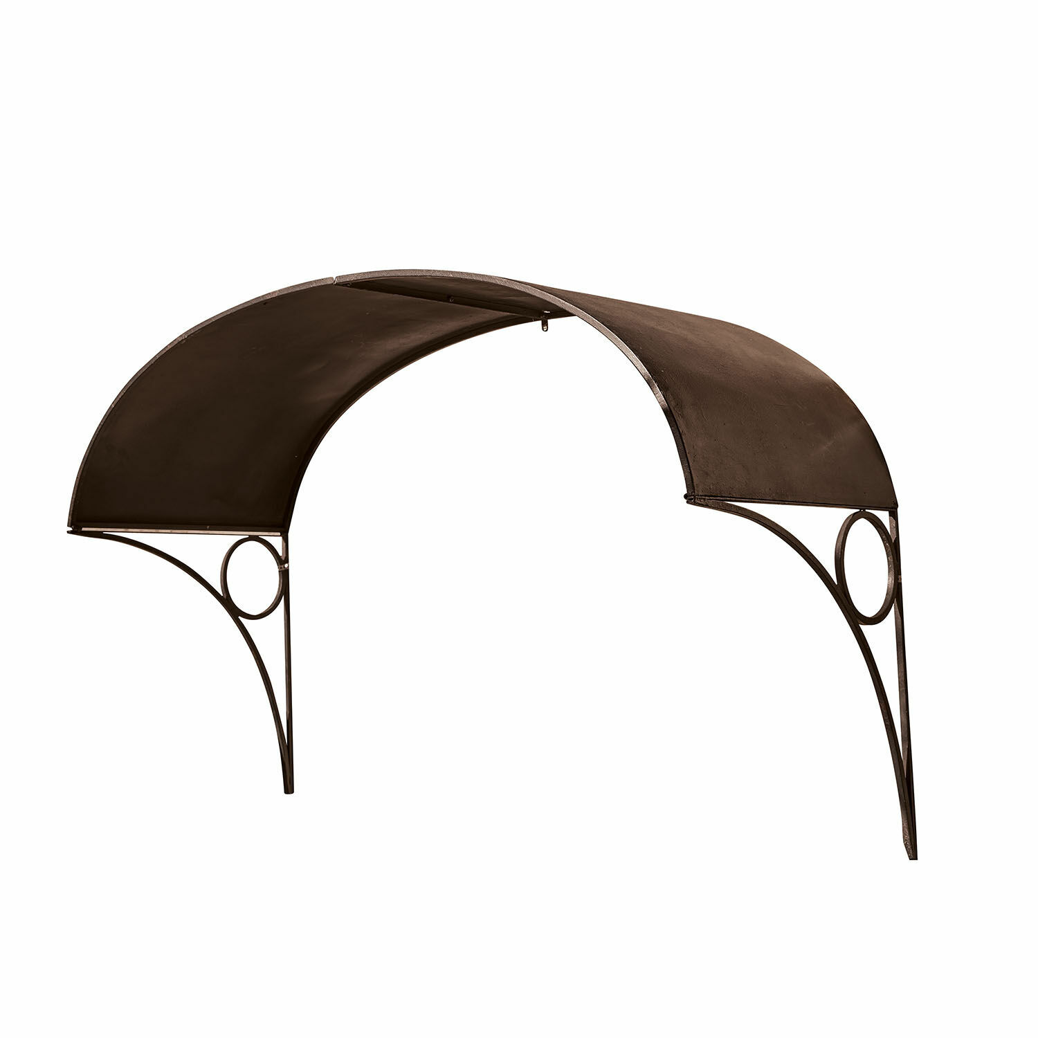 Tettoia Auburn Pensilina in metallo marrone con struttura arcuata e anello decorativo, protezione esterna per porte