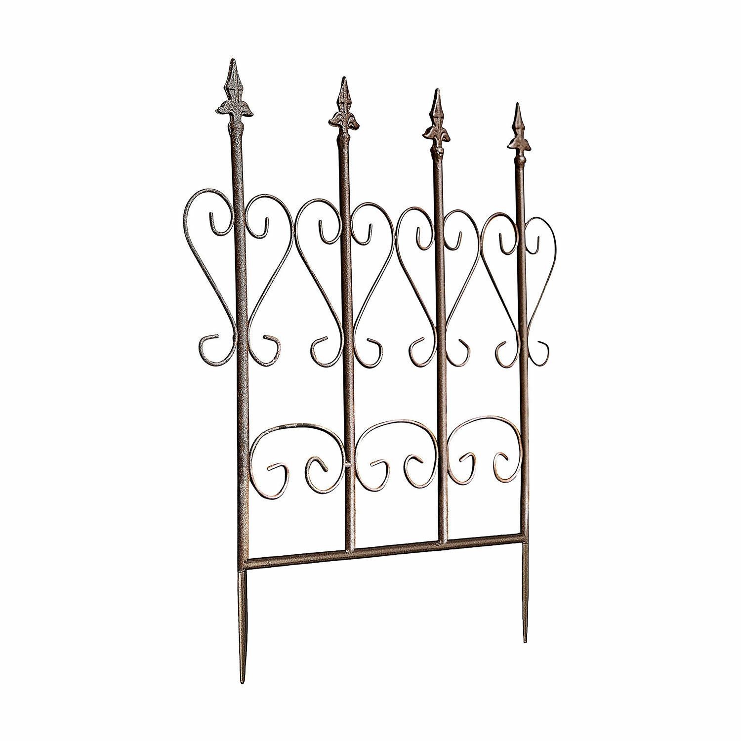 Traliccio per rampicanti Nectarise Recinzione da giardino in metallo marrone con motivi a cuore e punte decorative