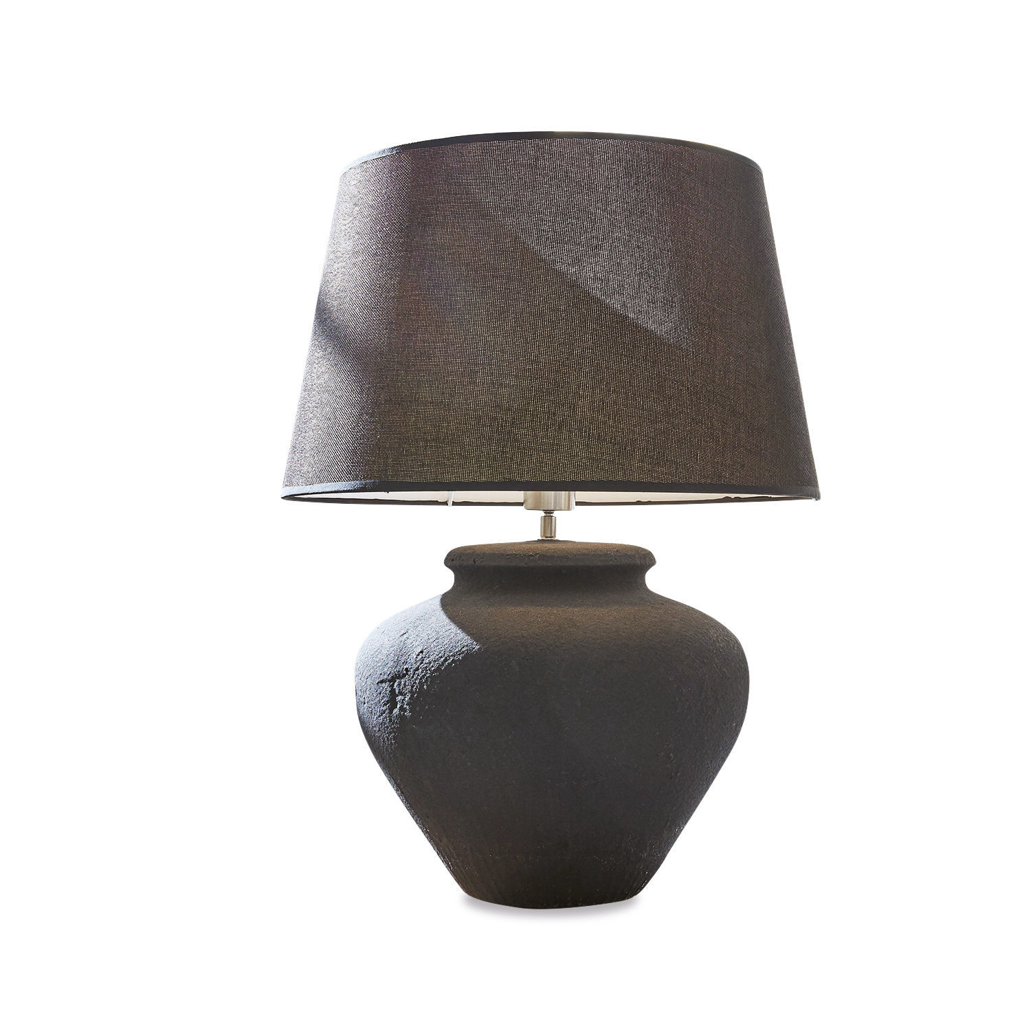Lampada da tavolo Bandol Lampada da tavolo nera con paralume in tessuto e base in ceramica, design moderno per soggiorno