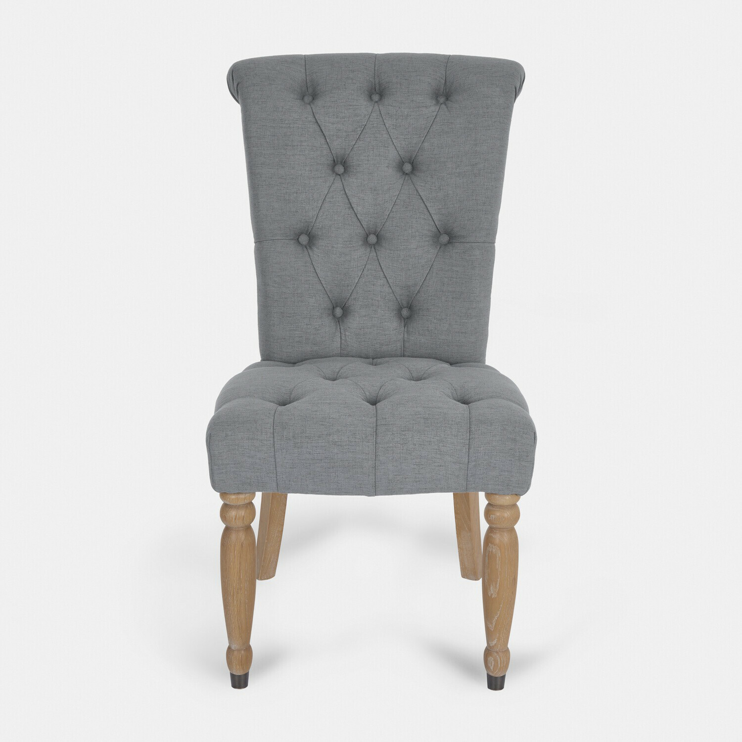 Sedia Claville grigio antracite imbottita con gambe in legno, elegante per soggiorno o sala da pranzo
