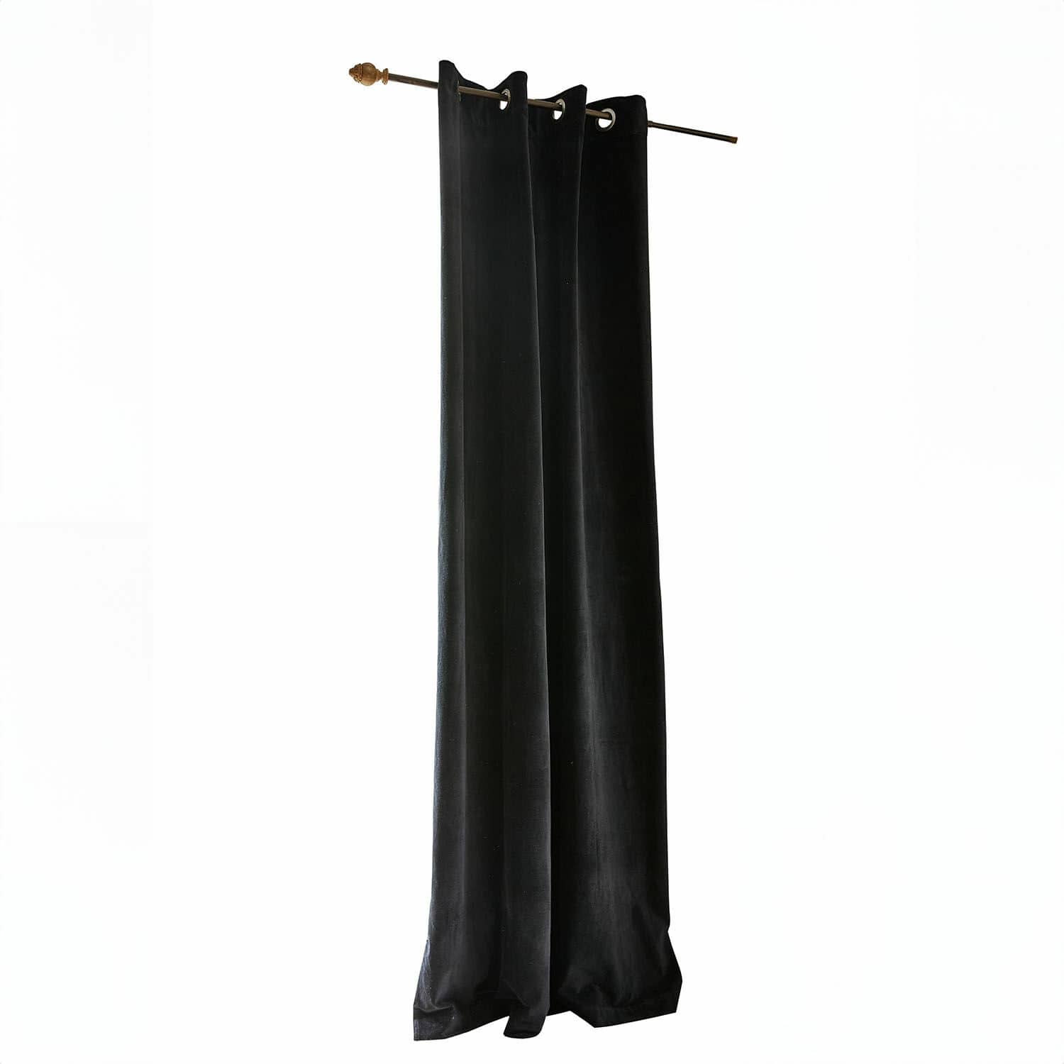 Tenda Miko Tenda nera in velluto con occhielli metallici su bastone, decorazione elegante per finestra