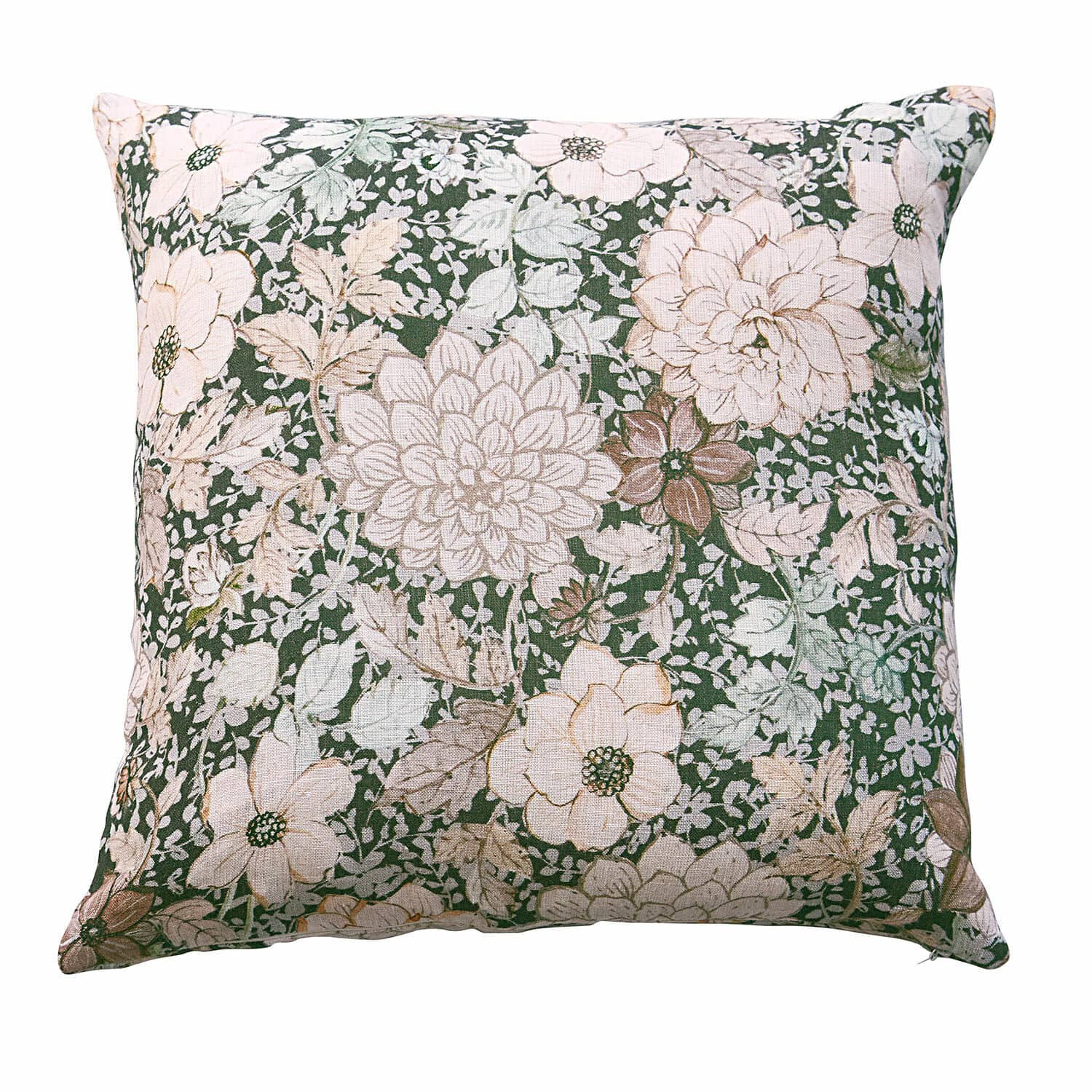 Copricuscino Cappellina Cuscino decorativo in cotone con motivo floreale verde e beige per soggiorno e camera da letto