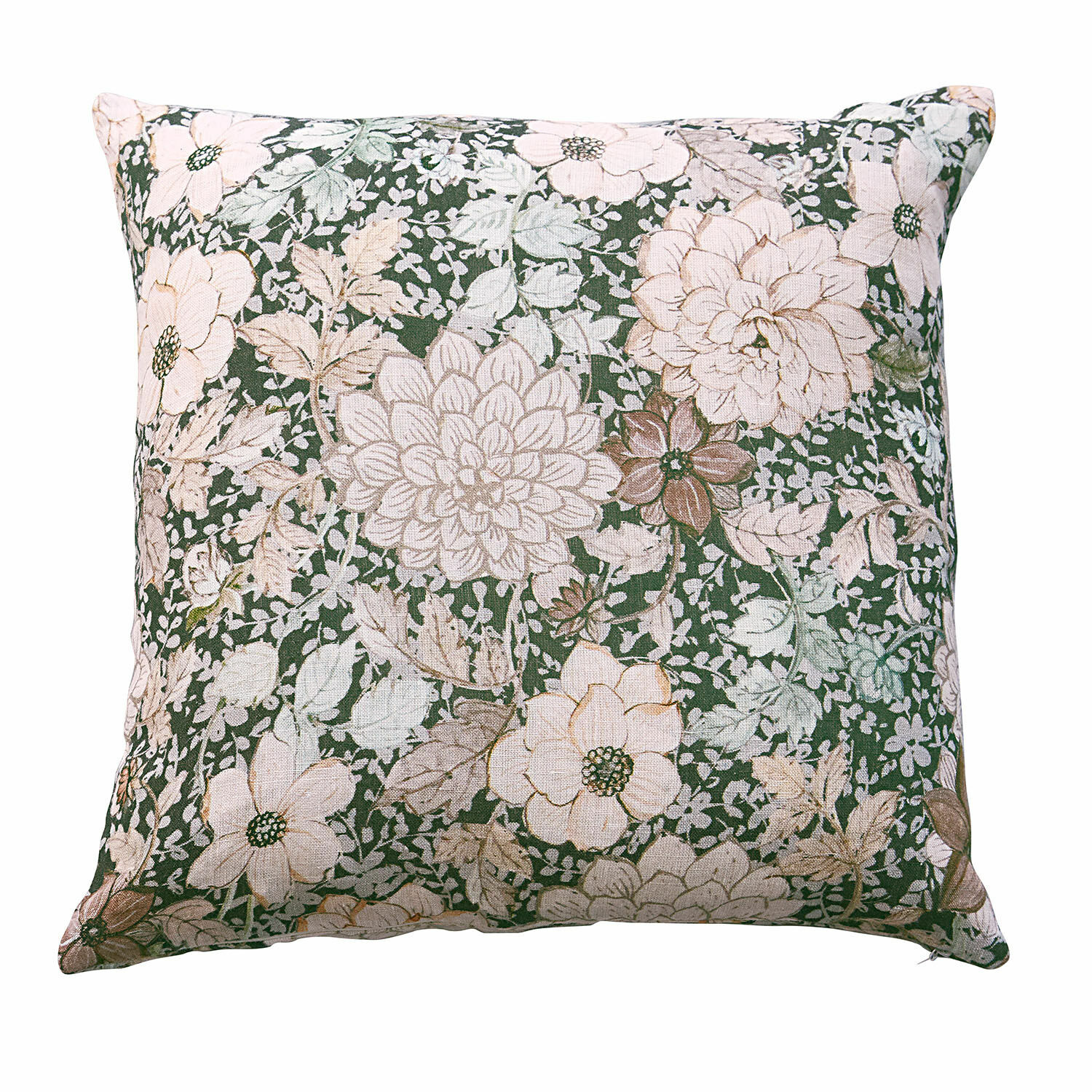 Copricuscino Cappellina Cuscino decorativo in cotone con motivo floreale verde e beige per soggiorno e camera da letto