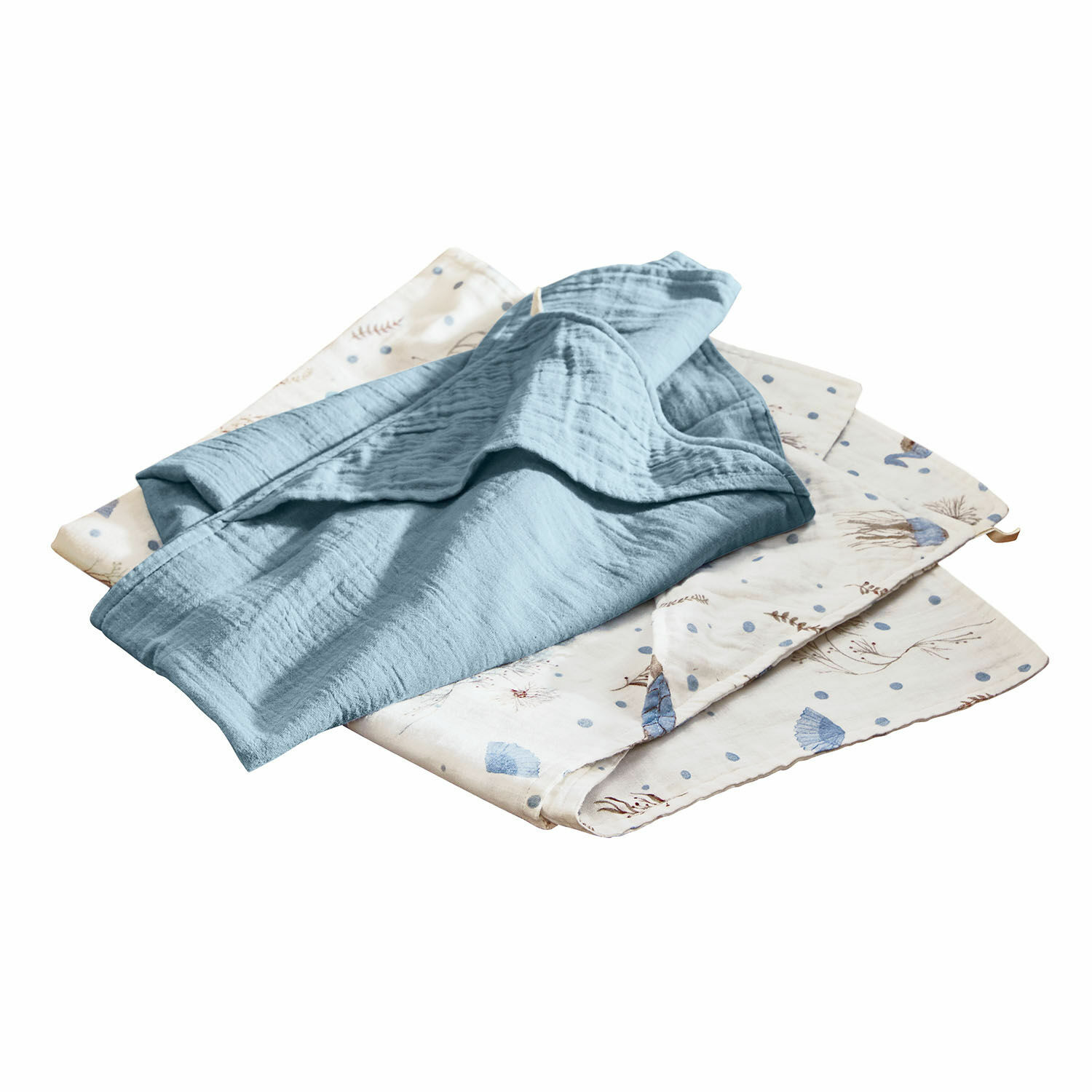 Coppia di asciugamani con cappuccio Tinkertop Set di panni in cotone morbido blu e crema con motivi marini per la casa