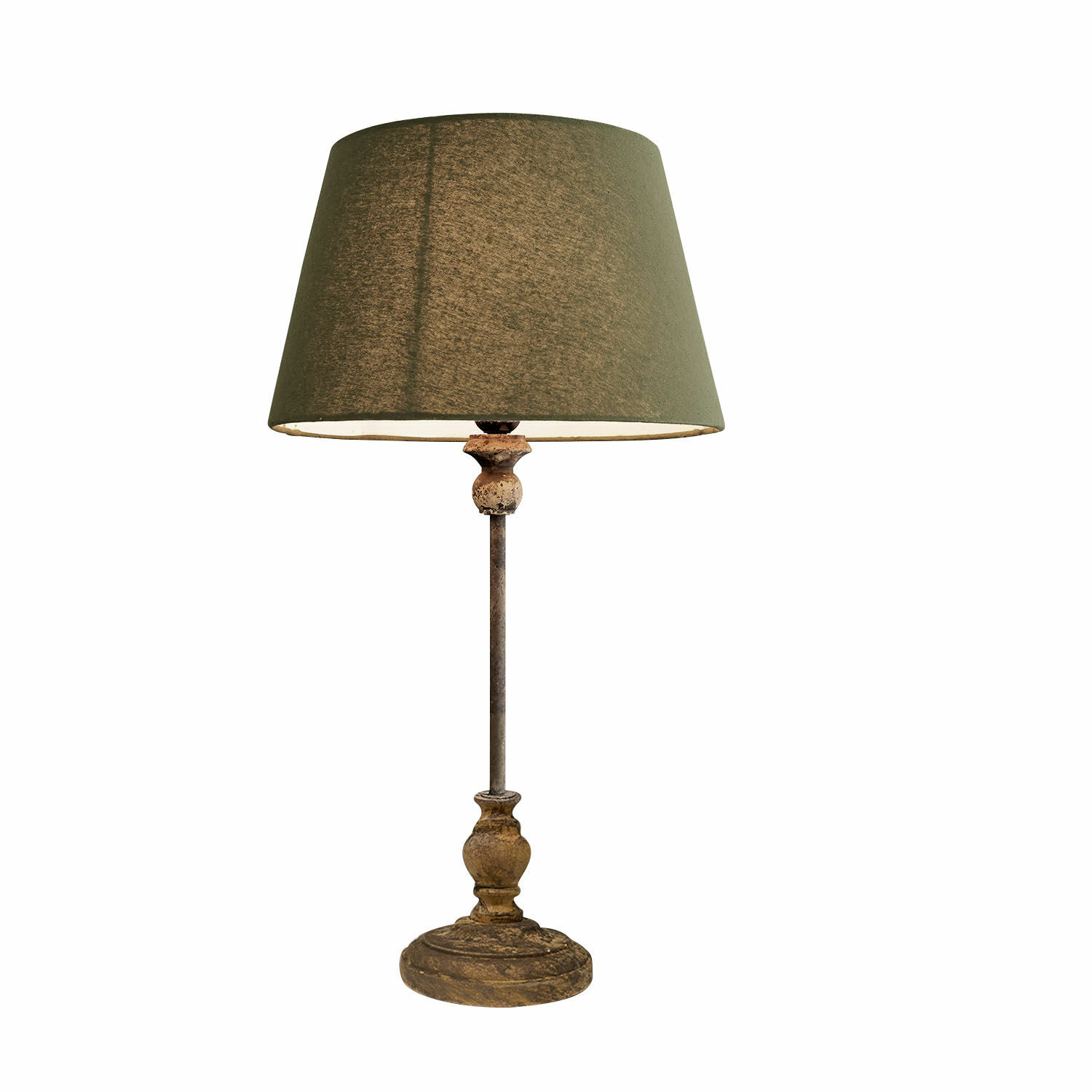 Lampada da tavolo Karlora Lampada da tavolo con paralume marrone e base in legno invecchiato per arredamento