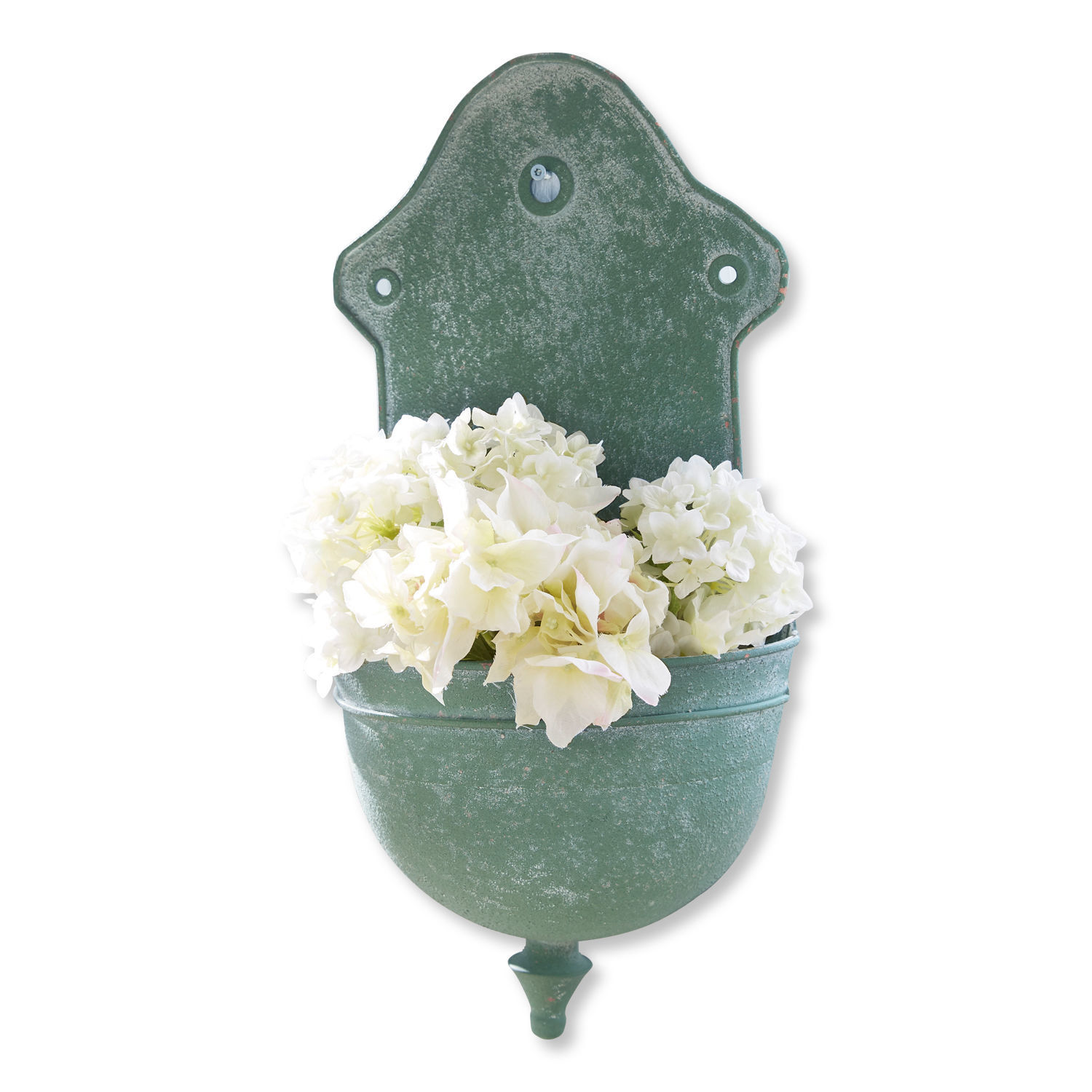 Fontana portavasi Sedan Fioriera da parete in metallo verde con fiori bianchi, decorazione per giardino e casa