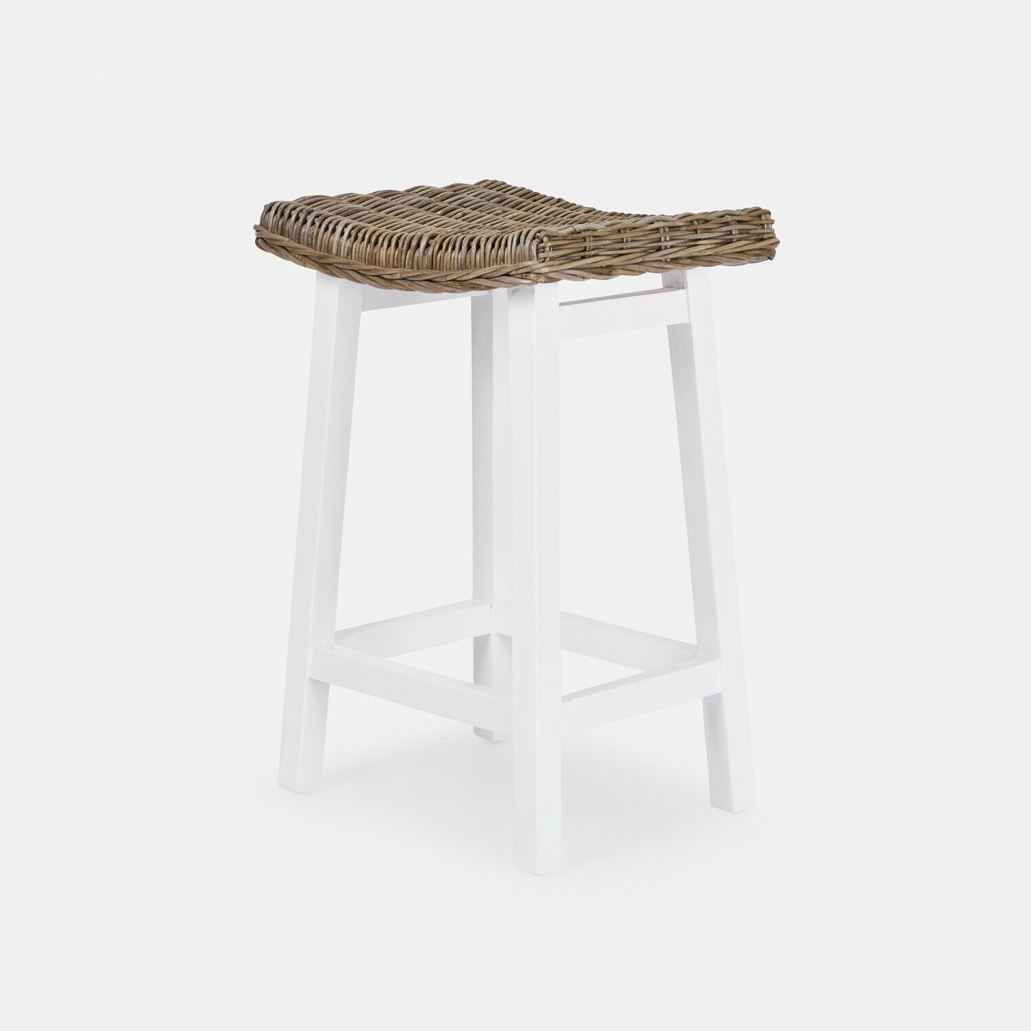 marrone/bianco Sgabello Arovian in rattan marrone e legno bianco, ideale per interni ed esterni
