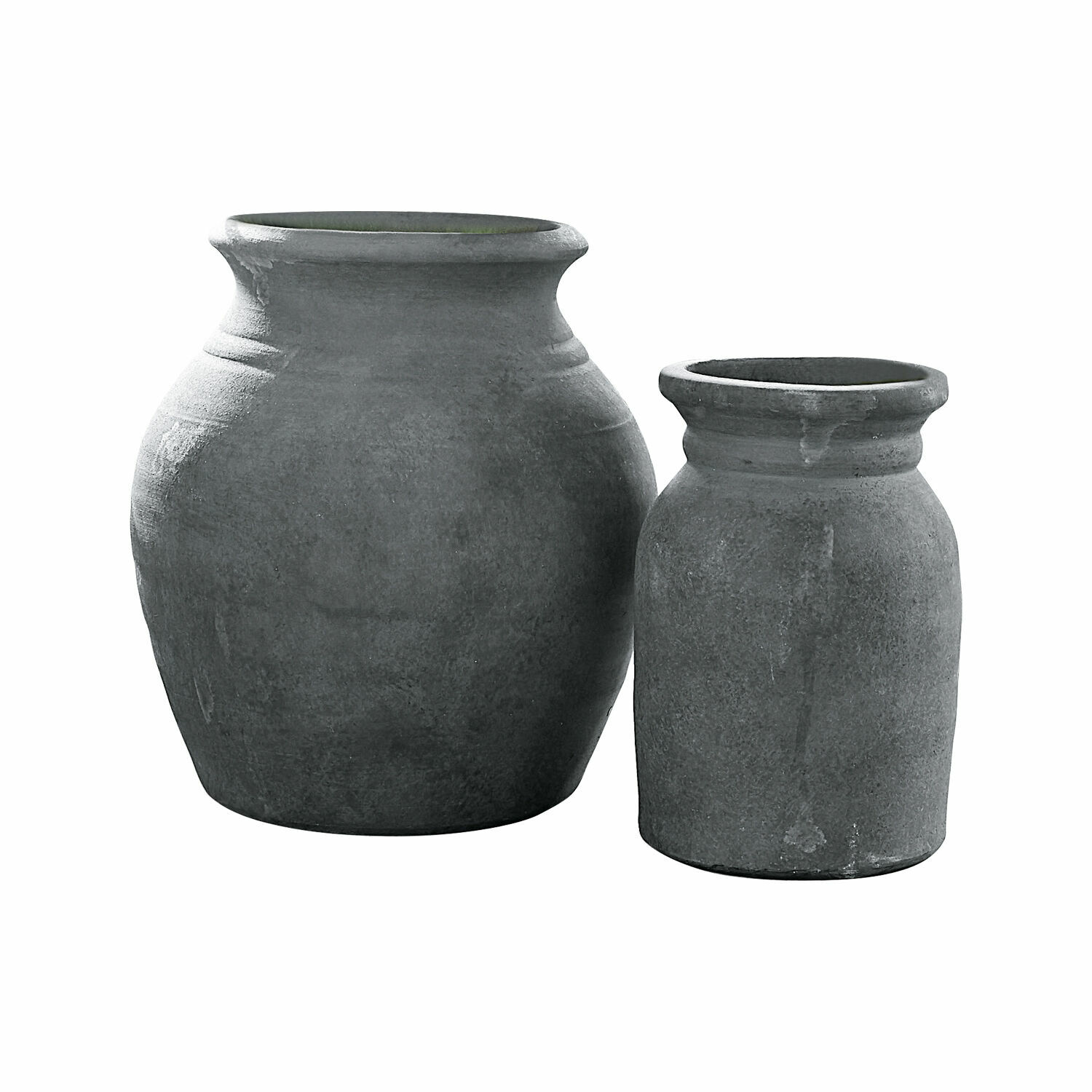 grigio antico Set di due vasi in ceramica marrone antico per decorazione d'interni