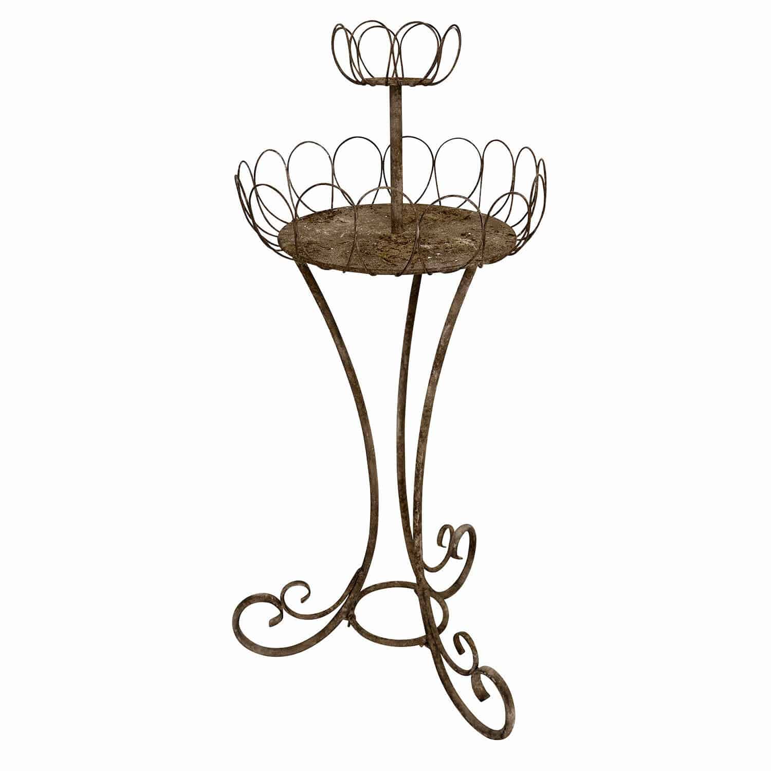 Supporto per decorazioni Mélissant Supporto per fiori in metallo marrone con elementi decorativi e due livelli per vasi
