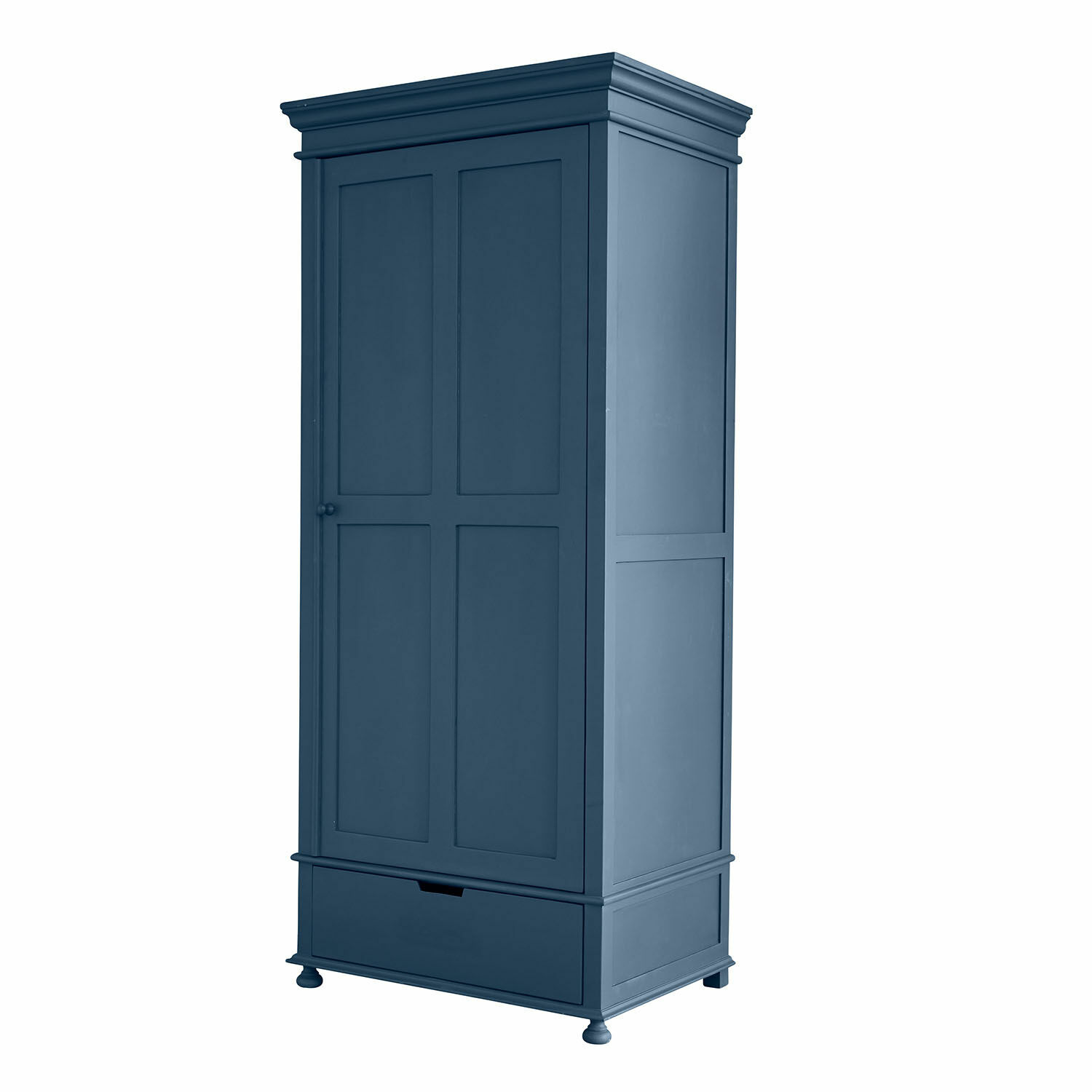 Armadio Westcombe Armadio alto in legno blu scuro con cassetto e ante a pannelli classici per riporre