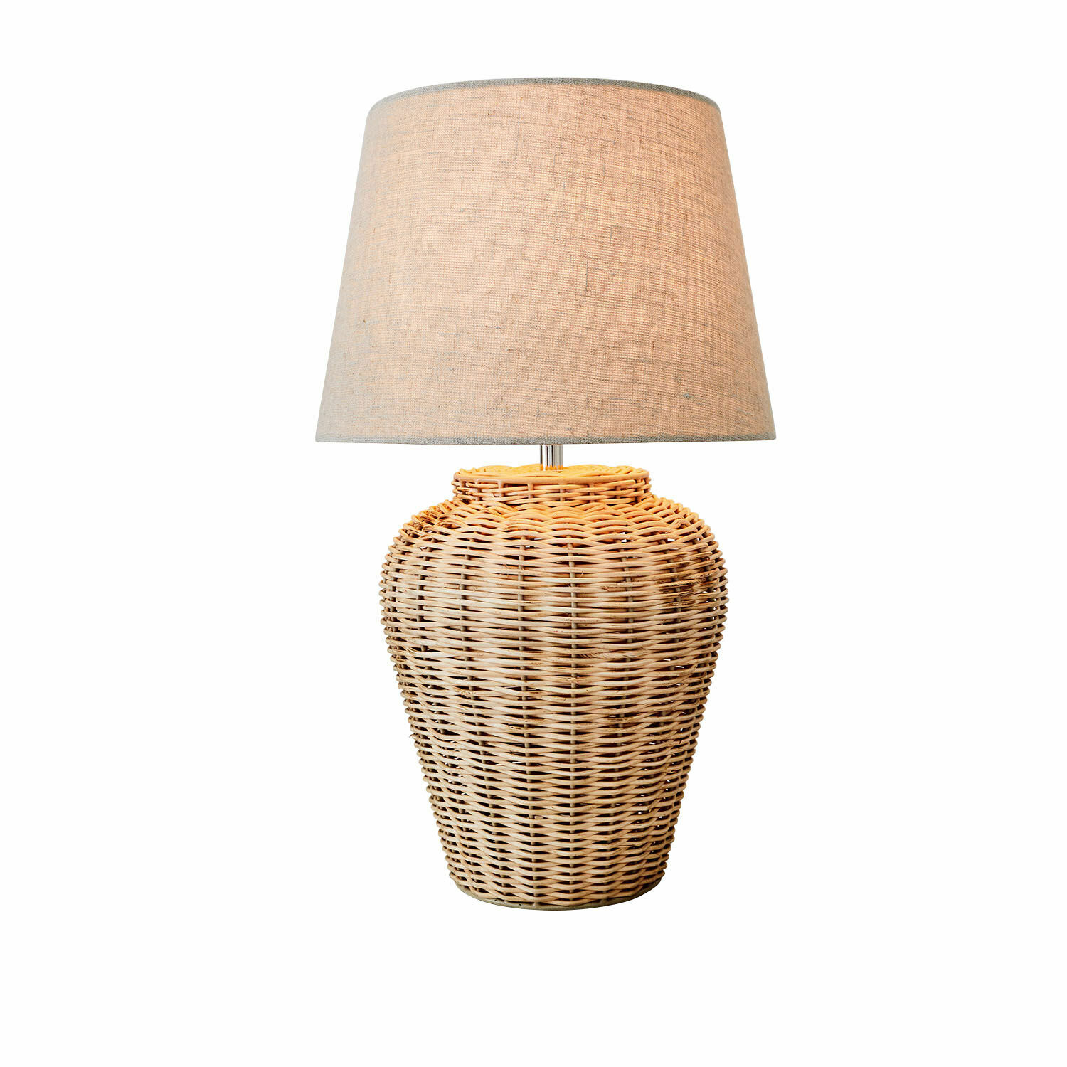 Lampada da tavolo Ernée Lampada da tavolo in rattan naturale con paralume beige, illuminazione decorativa per soggiorno