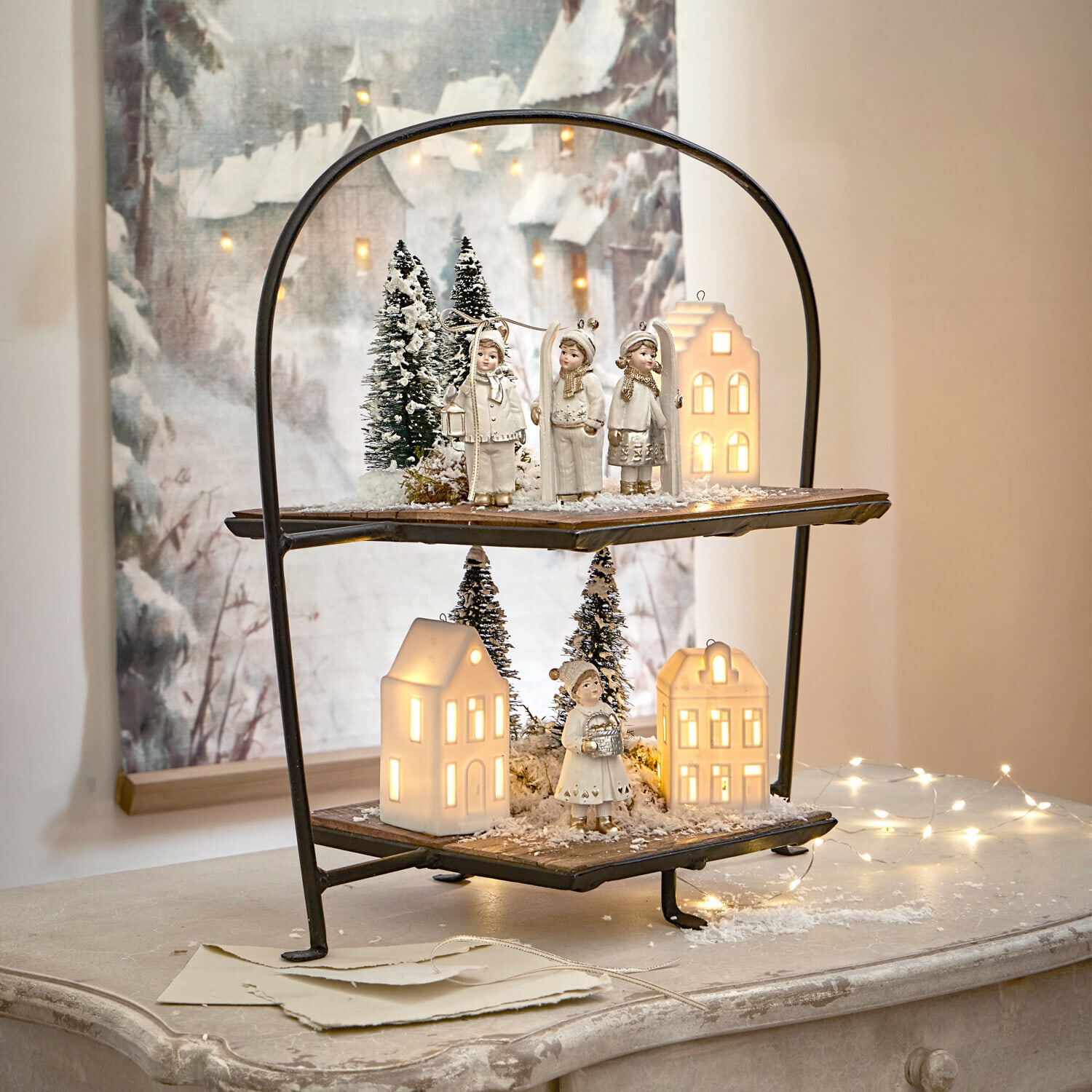 Set di 3 decorazioni da appendere a LED Cirella