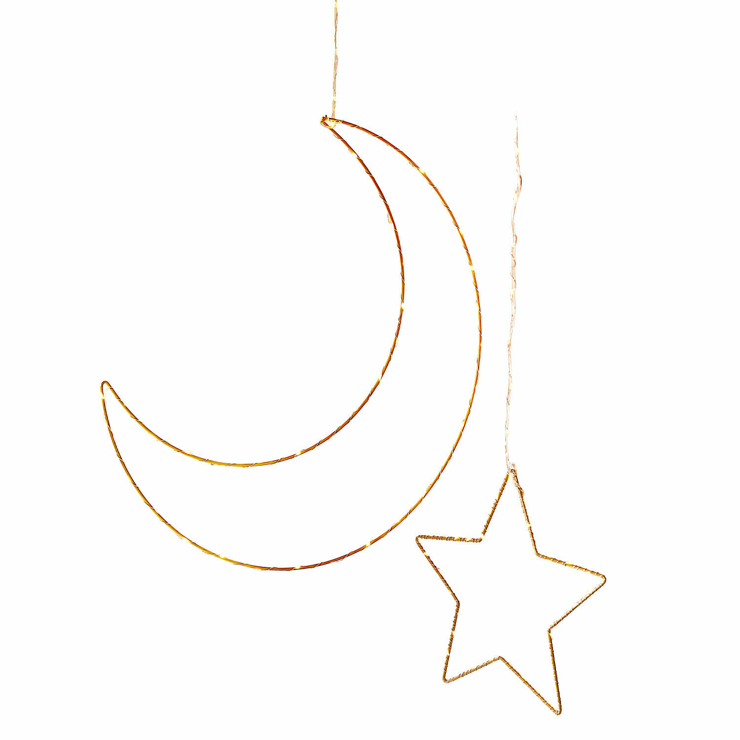 Coppia di decorazioni a luci LED Padden Luci decorative LED sospese a forma di luna e stella con luce calda