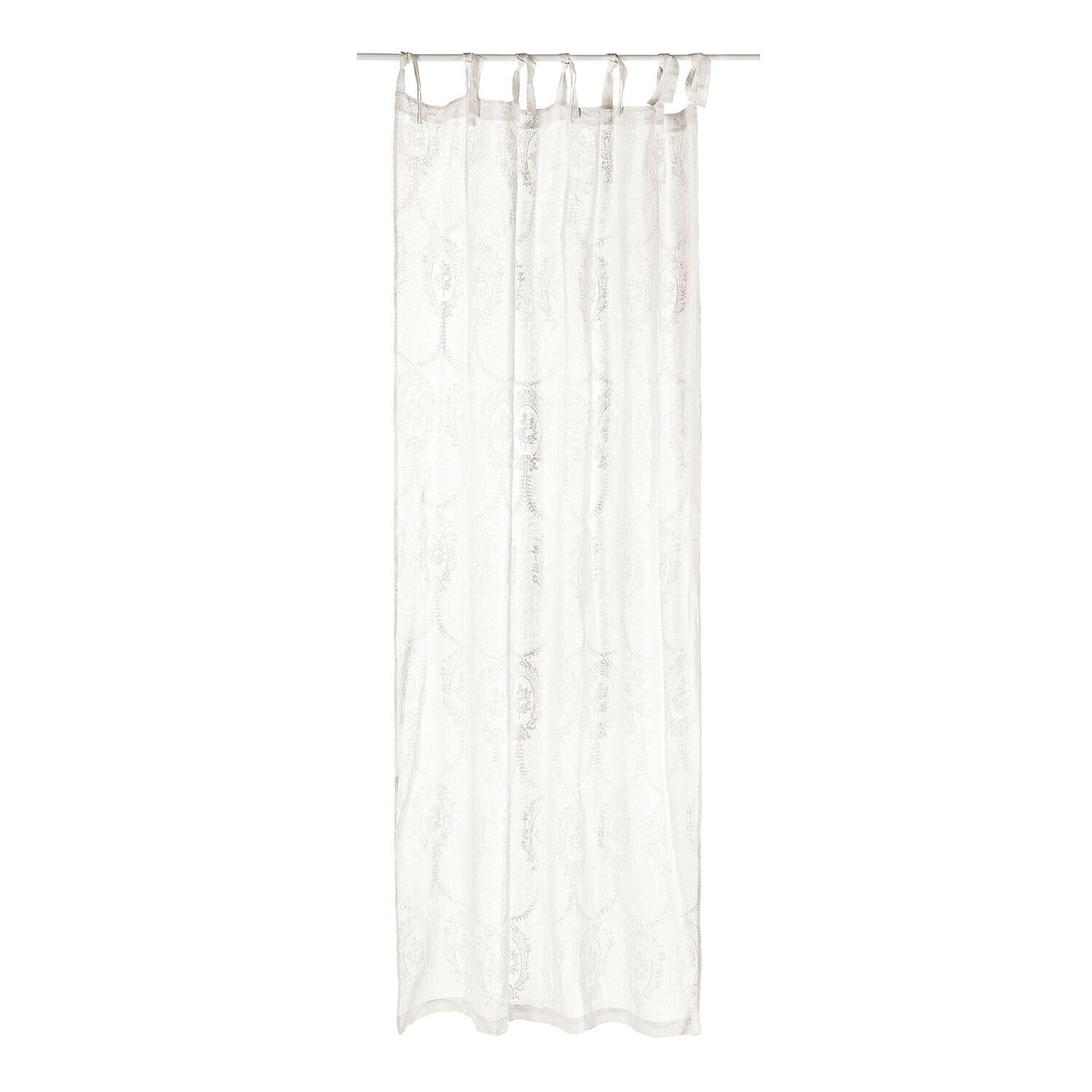 Tenda Loix Tenda bianca trasparente con motivo delicato e laccetti per appendere, tessuto leggero decorativo