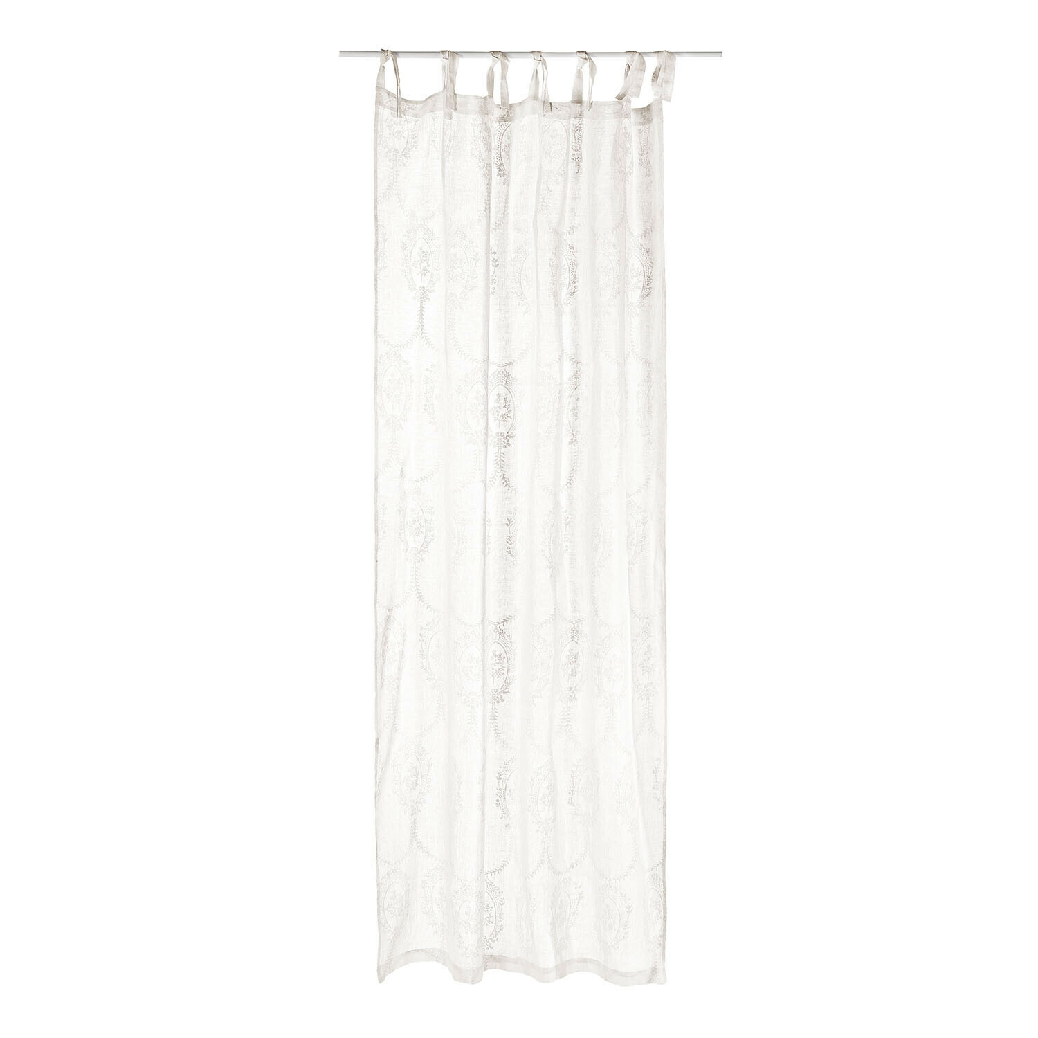 Tenda Loix Tenda bianca trasparente con motivo delicato e laccetti per appendere, tessuto leggero decorativo