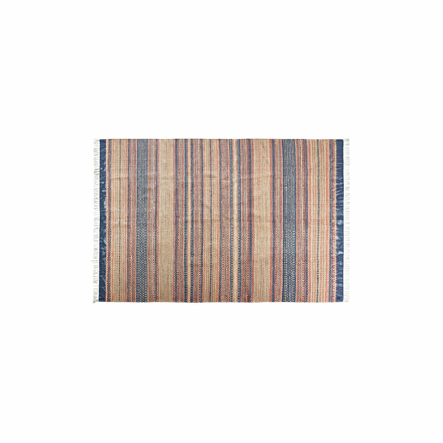 Tappeto per interni ed esterni Atlanta Tappeto a righe in materiale naturale beige, blu e rosso, decorativo e resistente per interni