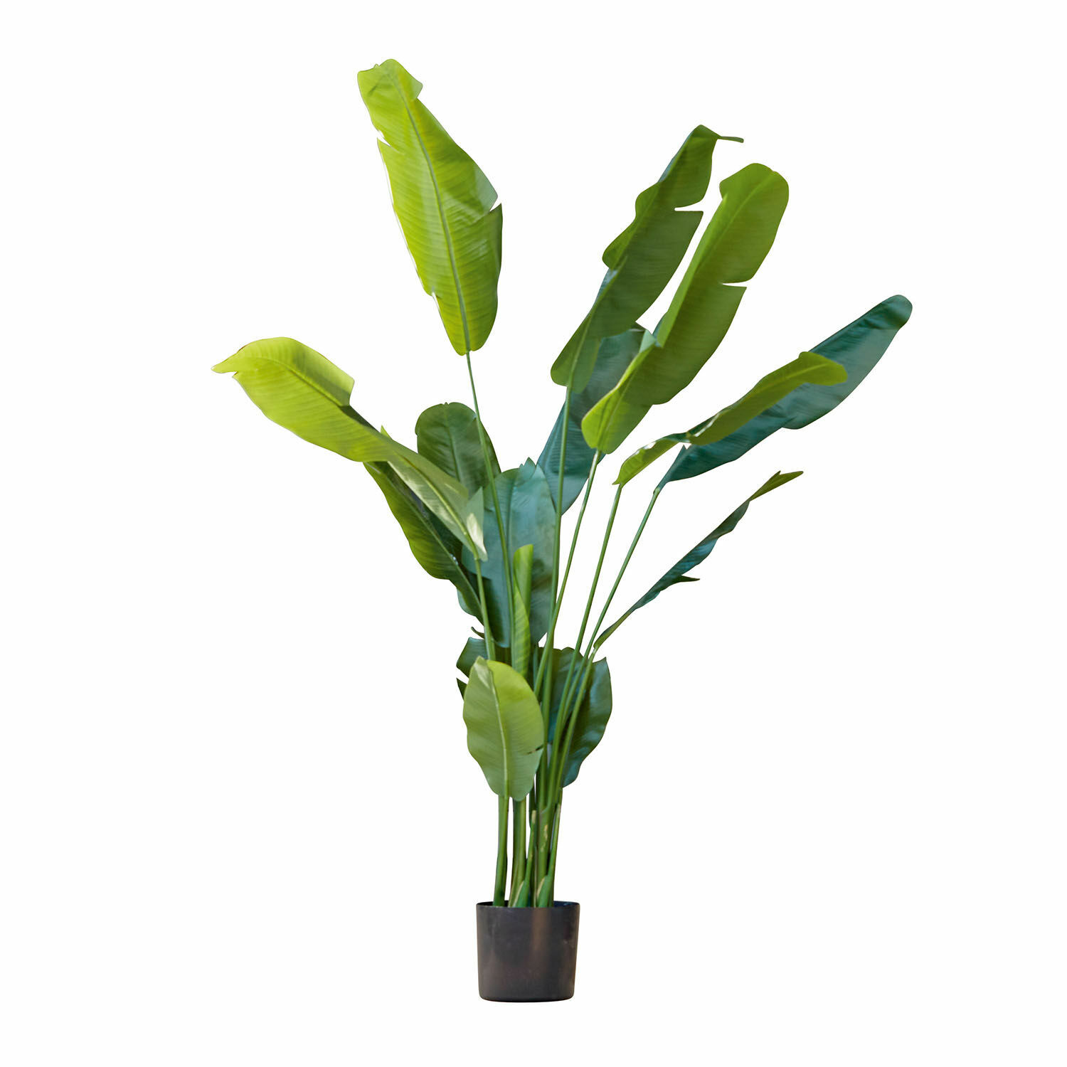 Pianta decorativa Lennidas Pianta artificiale di banana in vaso nero con foglie verdi per decorazione d'interni