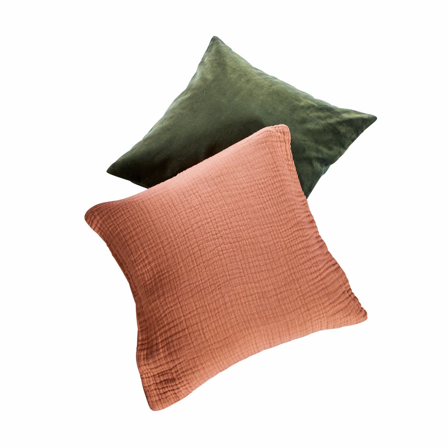 Coppia di copricuscini Altoona Set di due cuscini decorativi in tessuto morbido verde e terracotta per il soggiorno