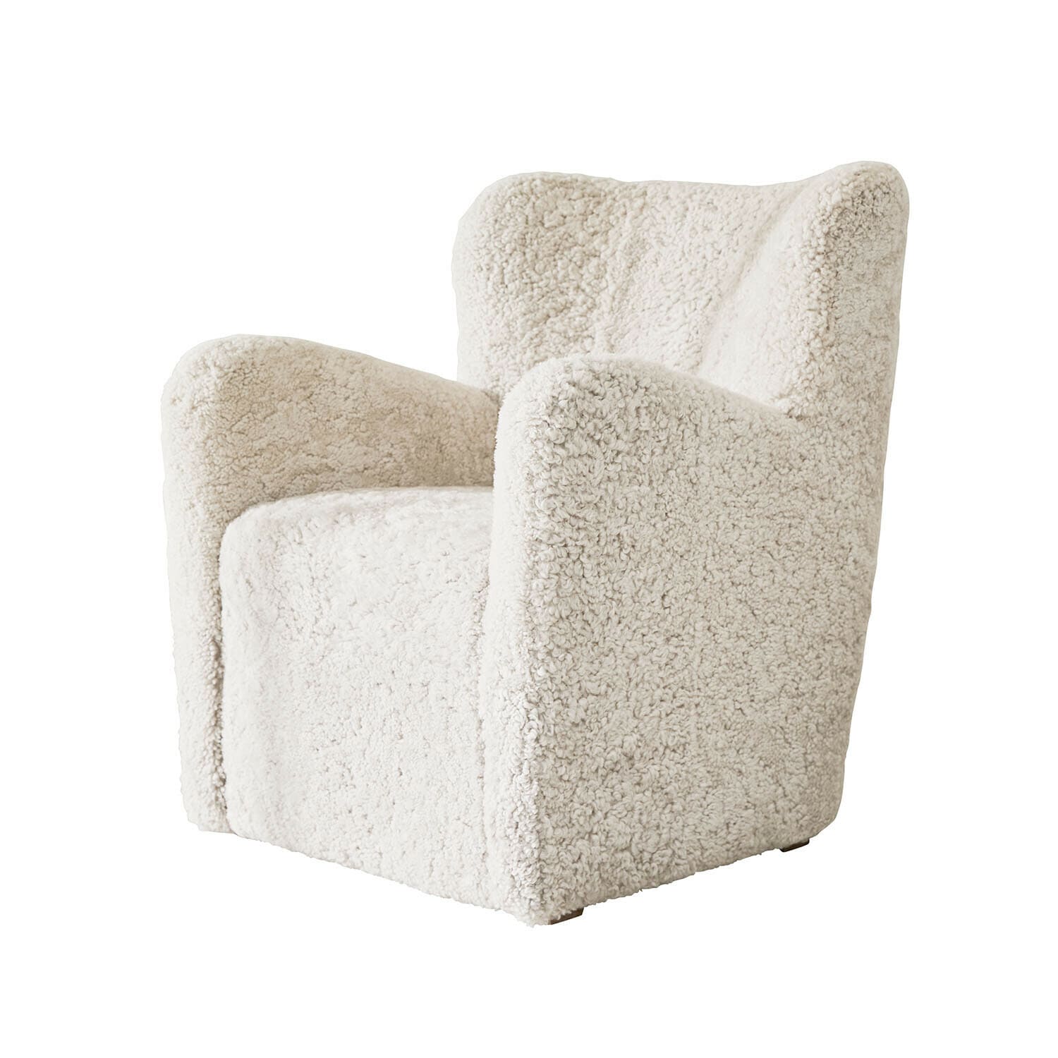 Poltrona Fleurimond Poltrona morbida in tessuto bouclé crema, perfetta per un soggiorno moderno