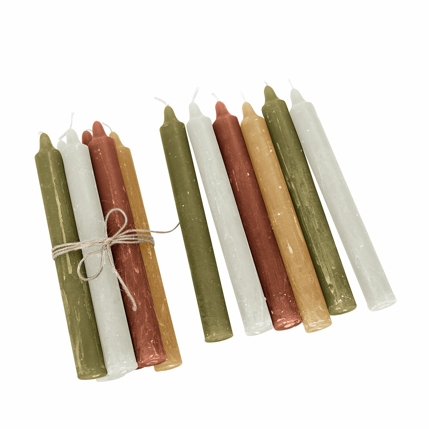 rosa/verde chiaro/crema Set di 12 candele Bauceau in rosa, verde chiaro e crema per decorazioni d'interni
