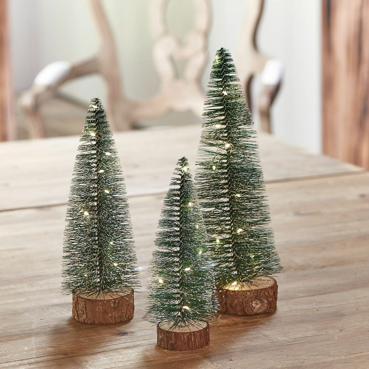 Set di 3 alberelli decorativi con luci a LED Thalindra