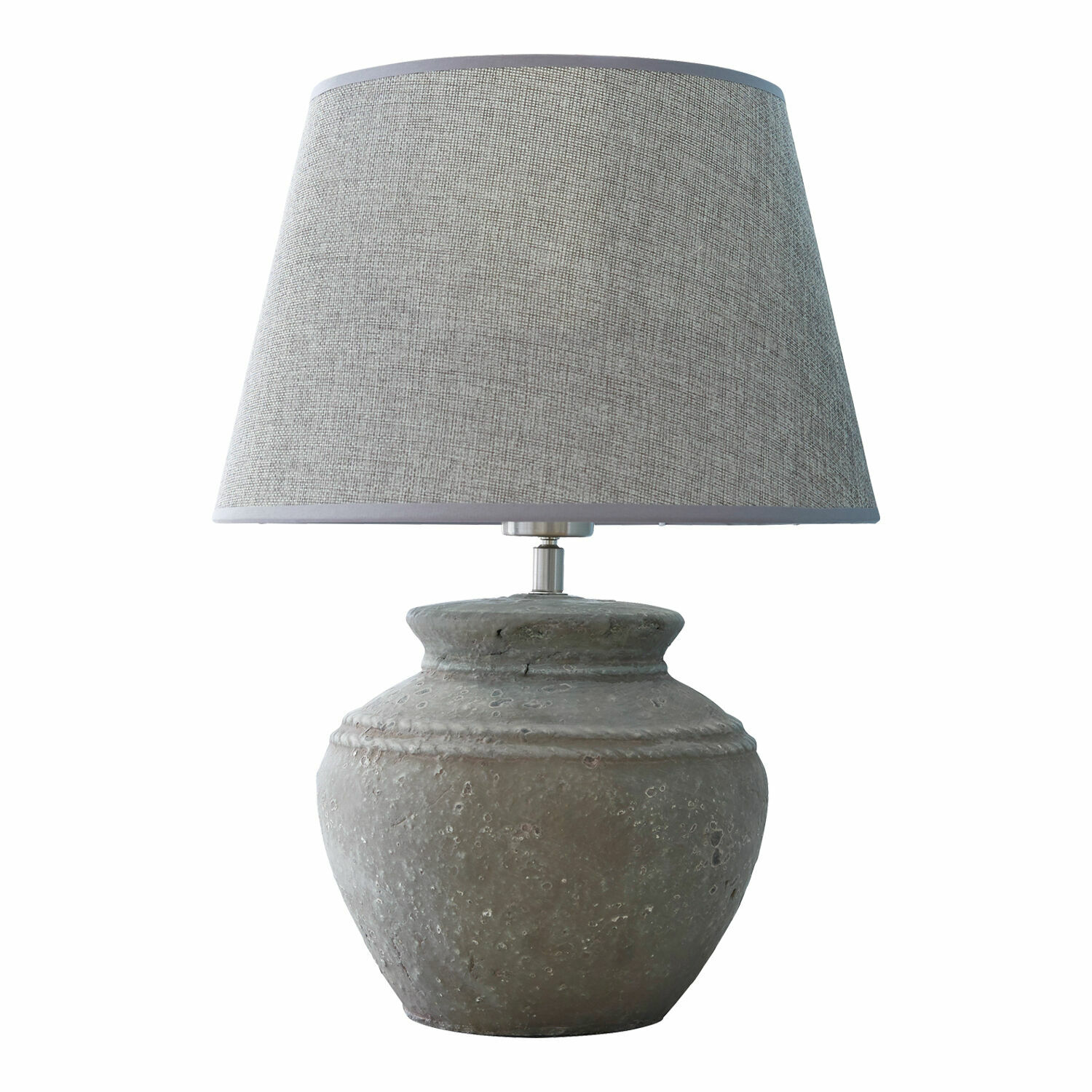 grigio Lampada da tavolo Cleveland grigia con base in ceramica e paralume in tessuto per soggiorno