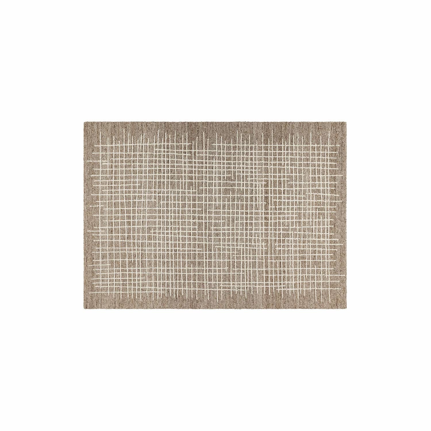 Tappeto Iseralyn Tappeto marrone con motivo geometrico bianco in materiale naturale per soggiorno e camera da letto