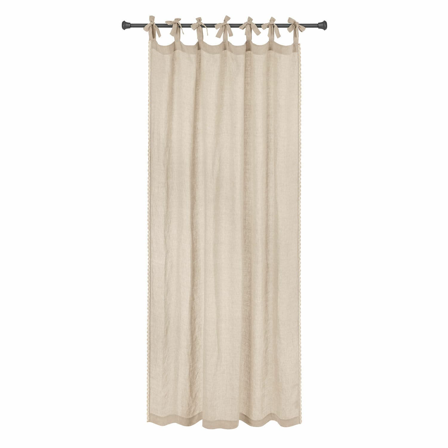 Tenda Jovis Tenda beige in lino con fiocchi annodati, decorativa e leggera per interni