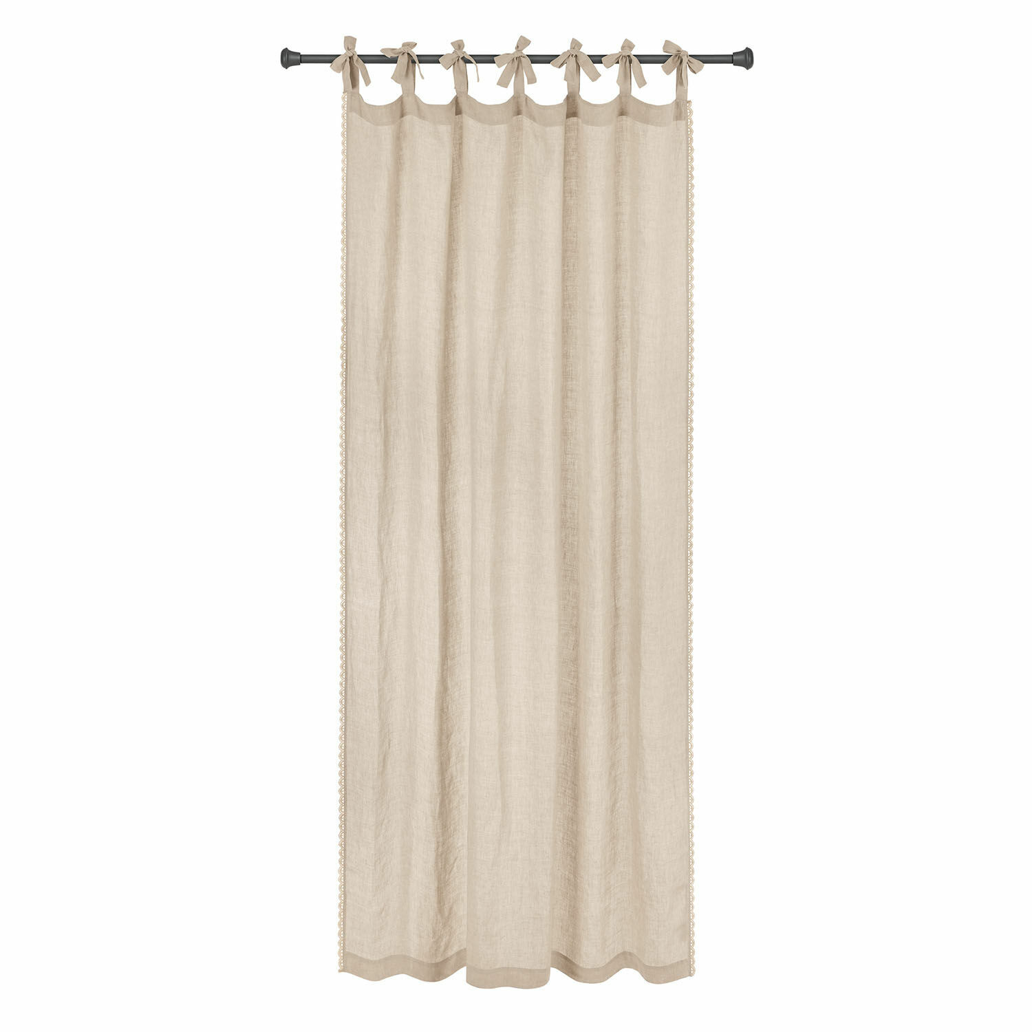 Tenda Jovis Tenda beige in lino con fiocchi annodati, decorativa e leggera per interni