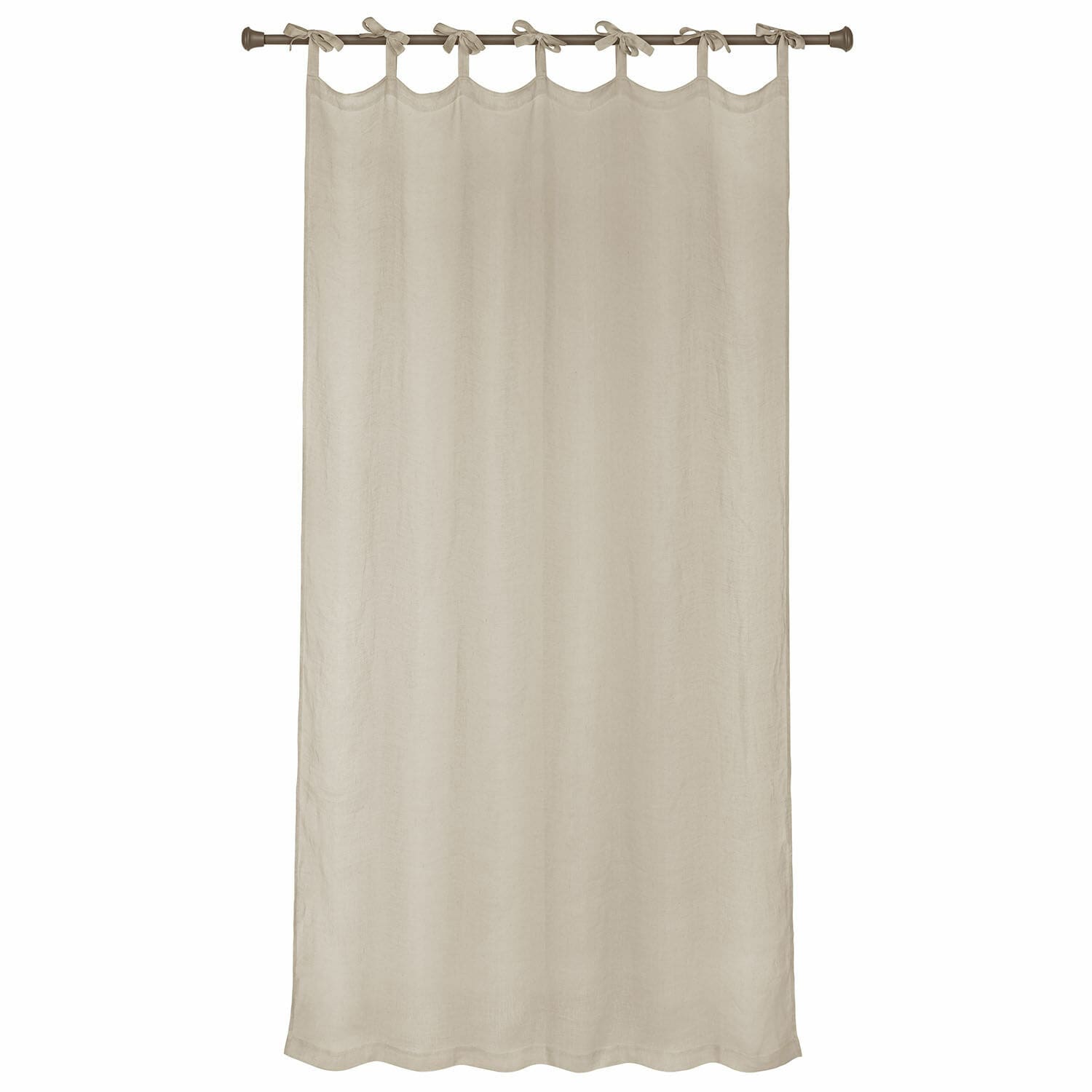 Tenda Velloran Tenda beige in lino con anelli annodati per appendere, tessuto naturale decorativo