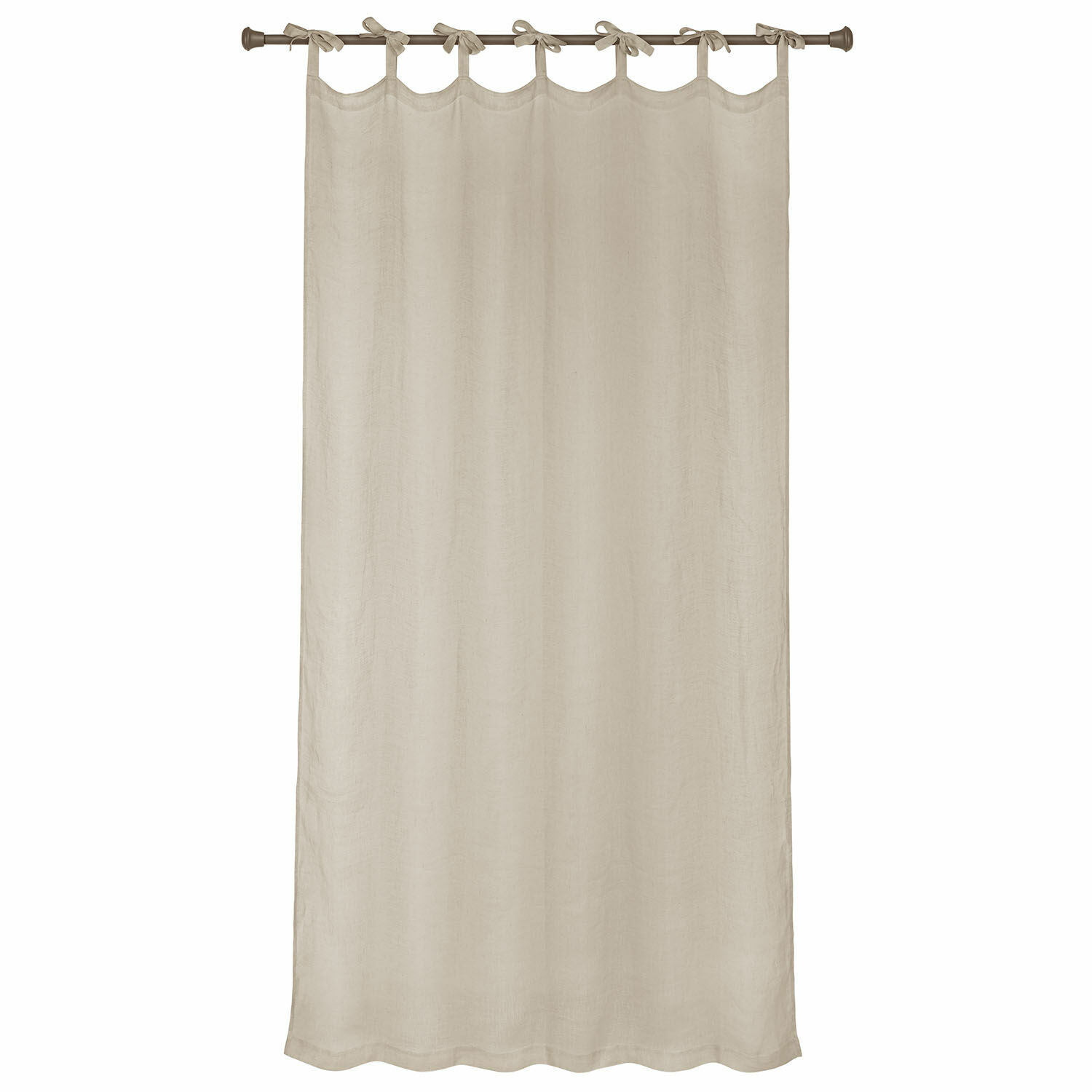 Tenda Velloran Tenda beige in lino con anelli annodati per appendere, tessuto naturale decorativo