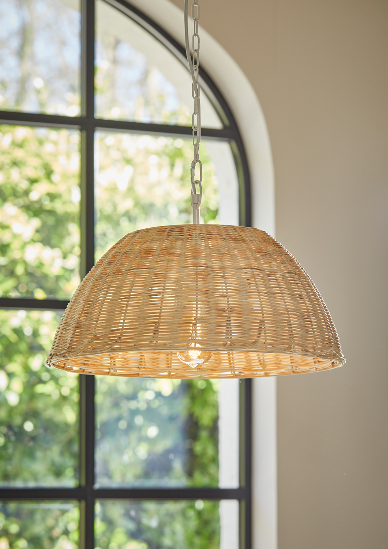 Lampada a sospensione in vimini naturale, illuminazione decorativa con luce calda per interni accoglienti