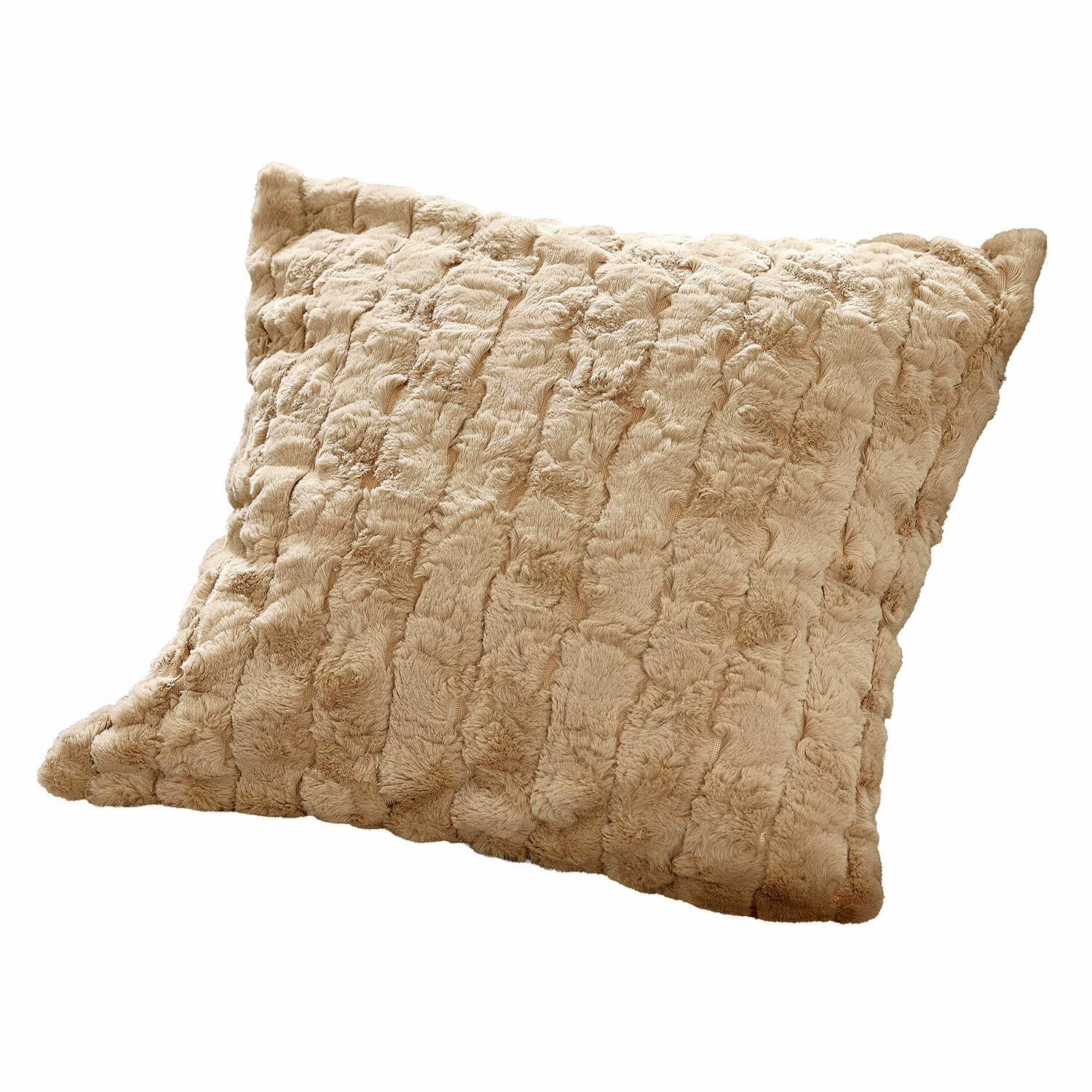 Fodera per cuscino beige Dorelice in pelliccia sintetica morbida, decorativa e accogliente per il soggiorno