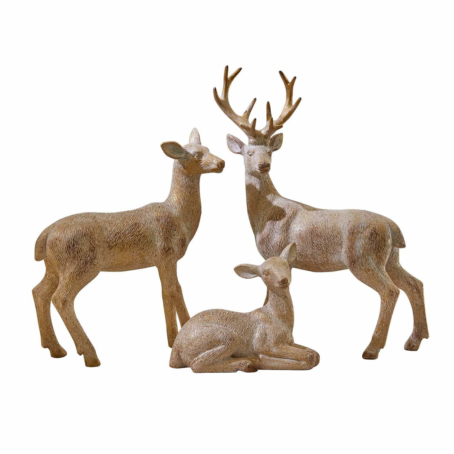 Set di 3 statuine decorative Yasirah Set di tre figure decorative di cervi in plastica beige per interni