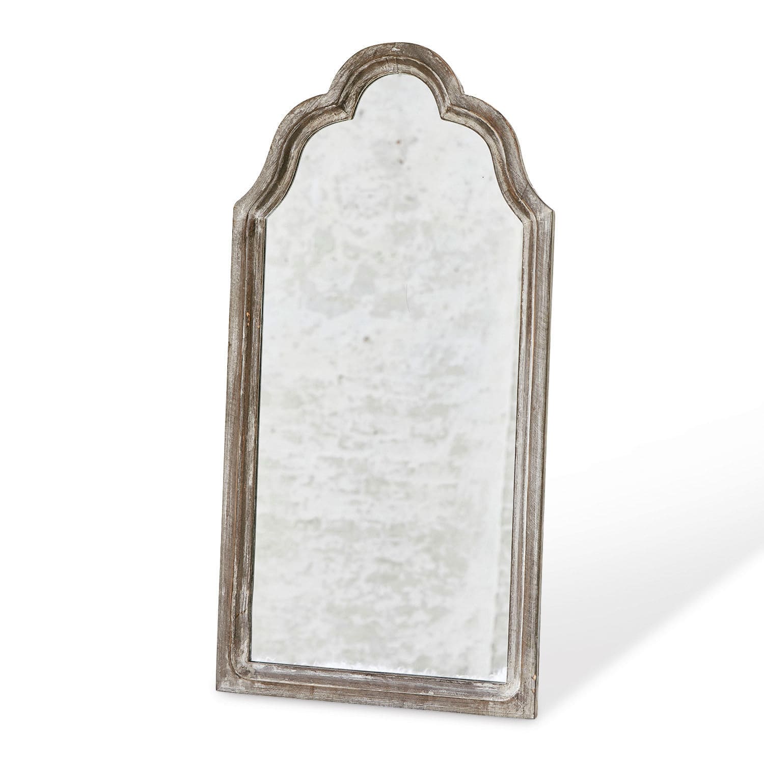 Specchio Libasse Specchio con cornice in legno grigio invecchiato, decorazione vintage per interni