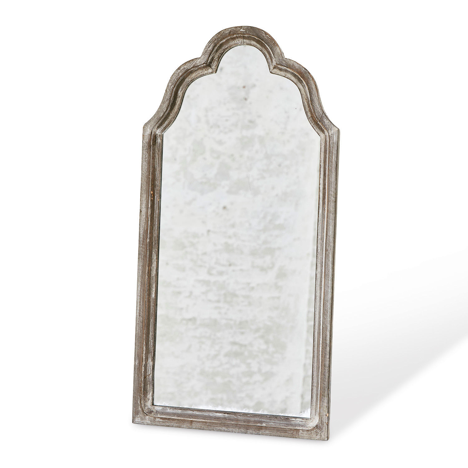 Specchio Libasse Specchio con cornice in legno grigio invecchiato, decorazione vintage per interni