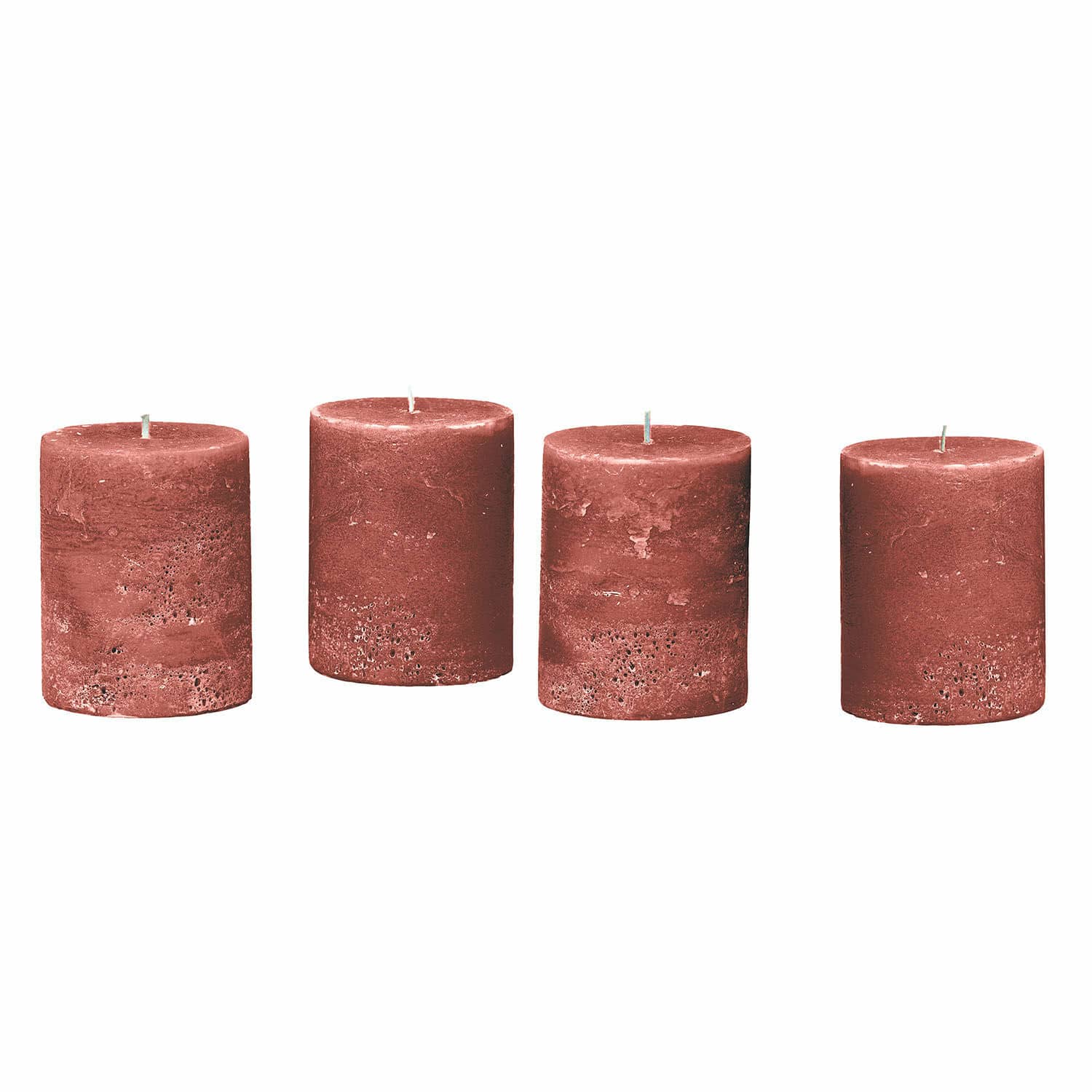 rosso ruggine Set di 4 candele rosse in cera con texture rustica, decorazione e atmosfera accogliente